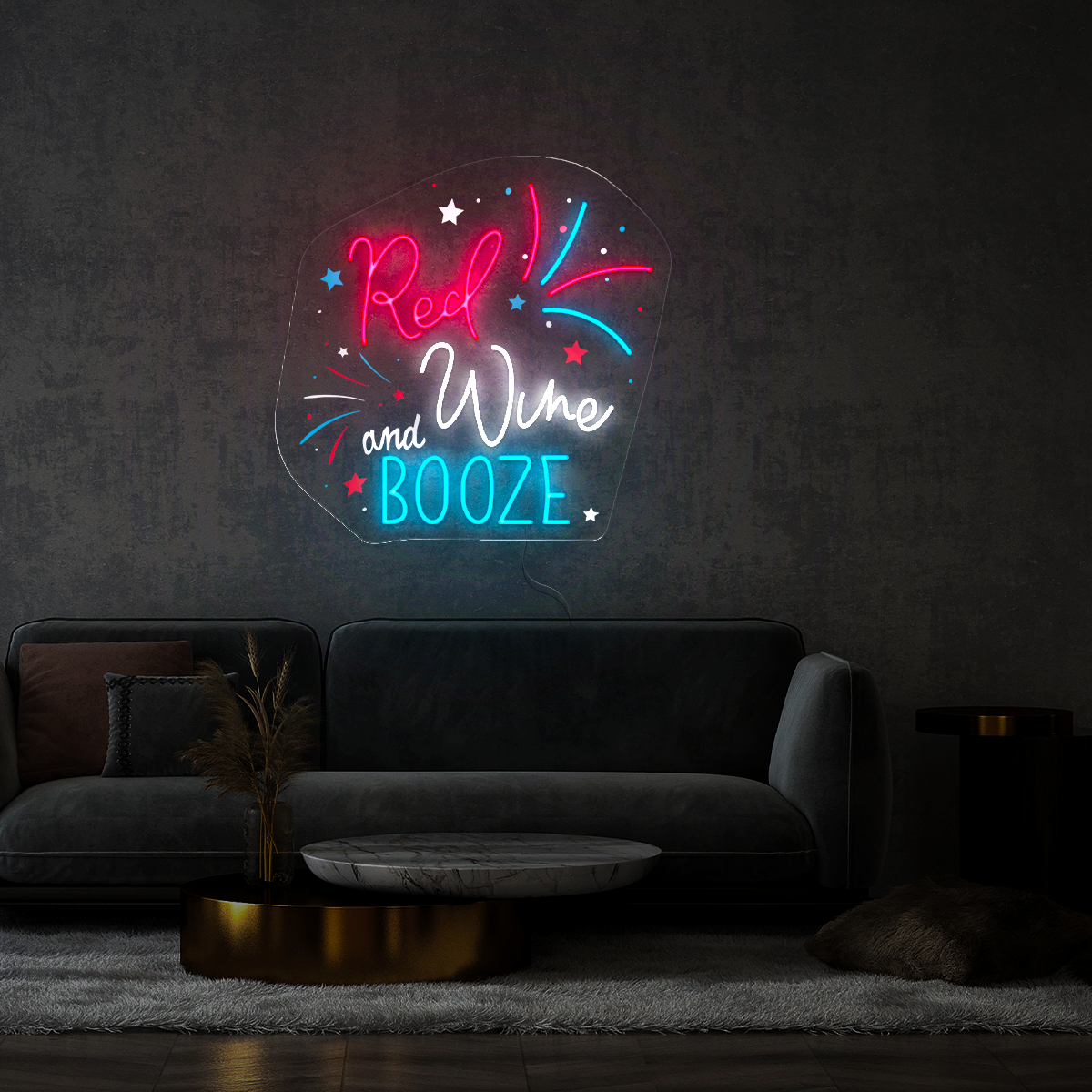 Funny Red Wine And Booze Neon Sign