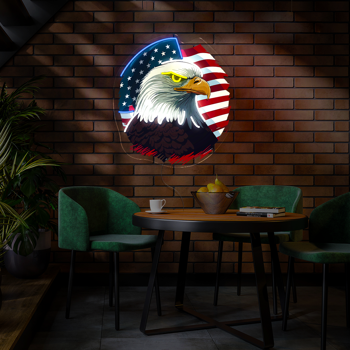 American Flag And Eagle Artwork Neon Sign