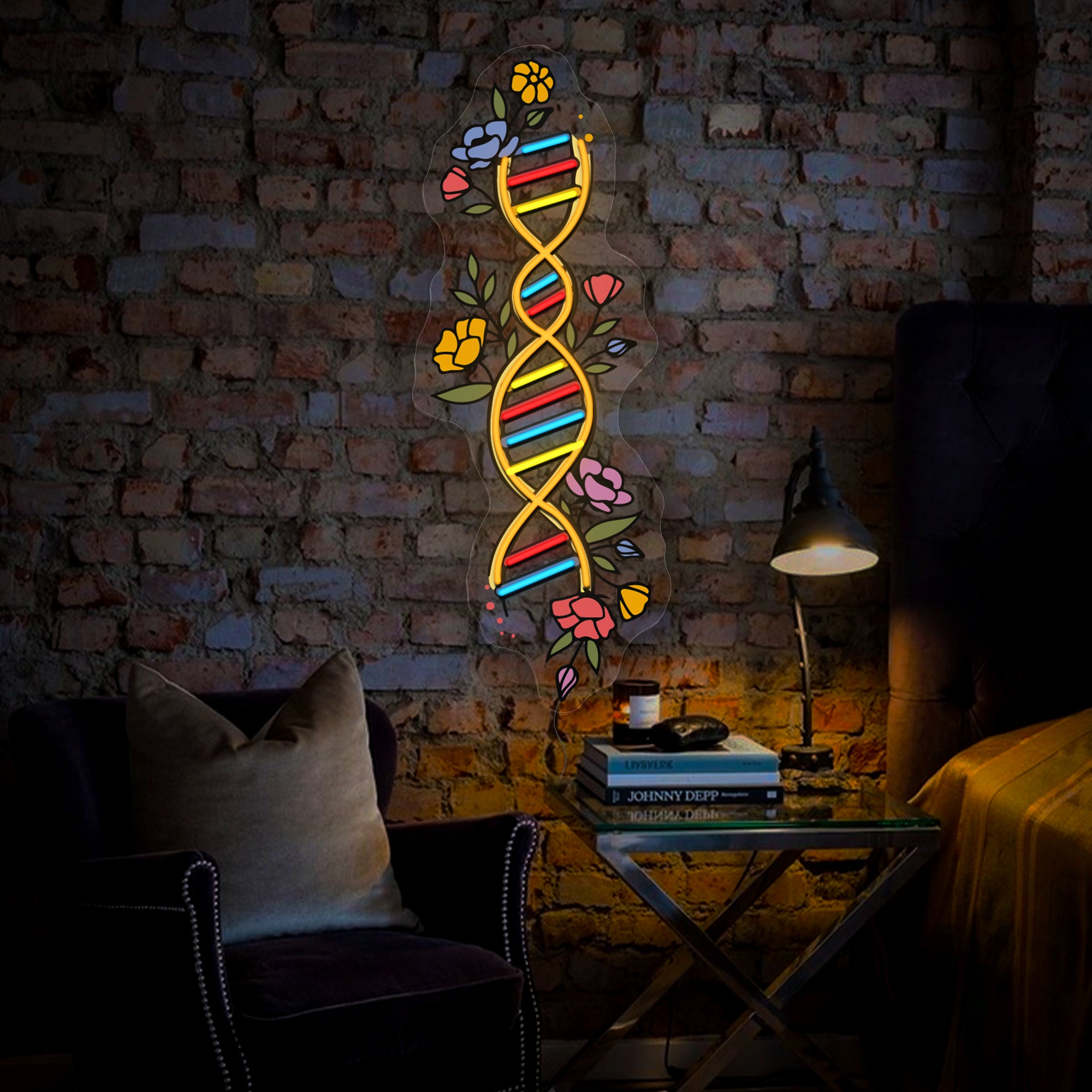 Floral DNA Artwork Neon Sign