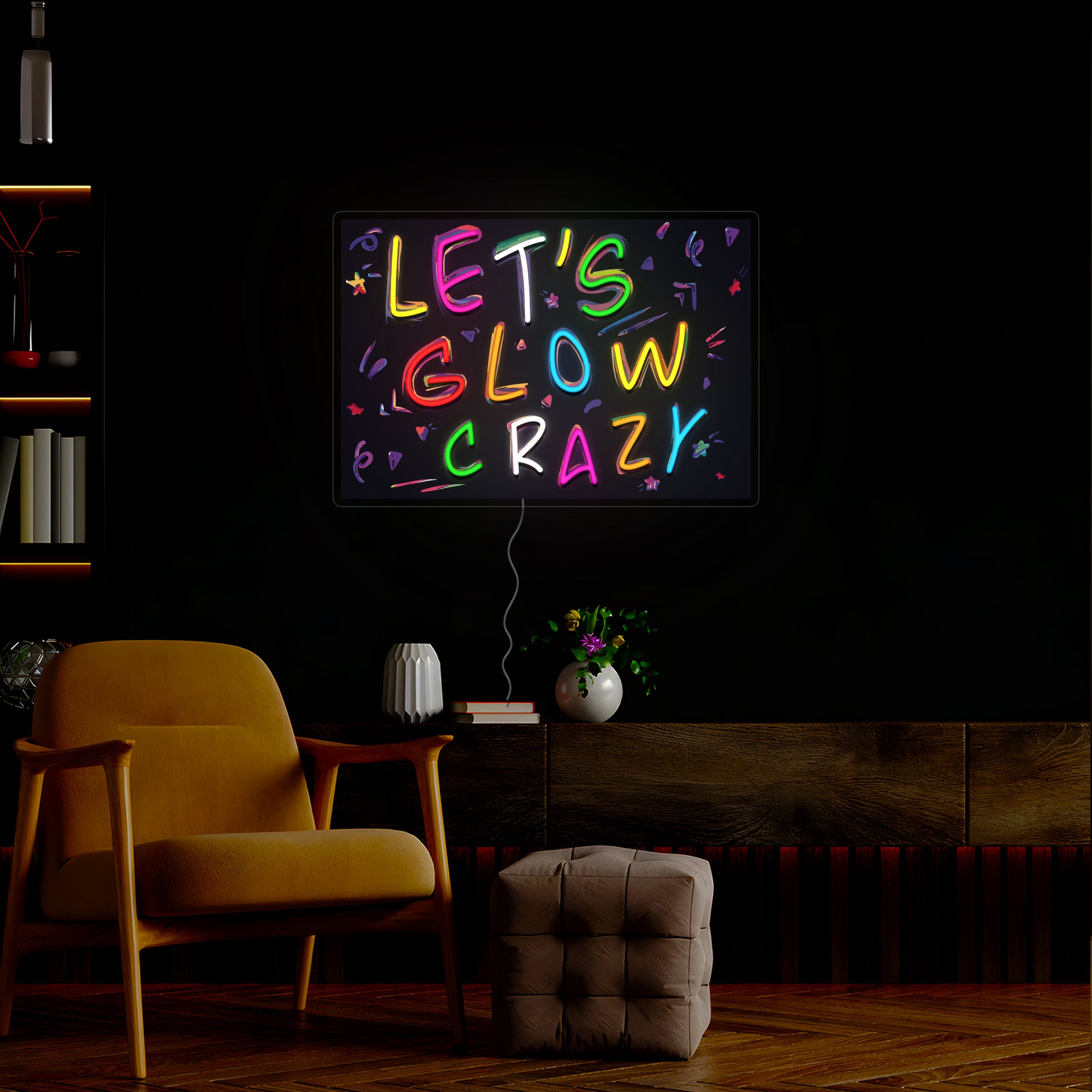 Let's Glow Crazy Neon Sign