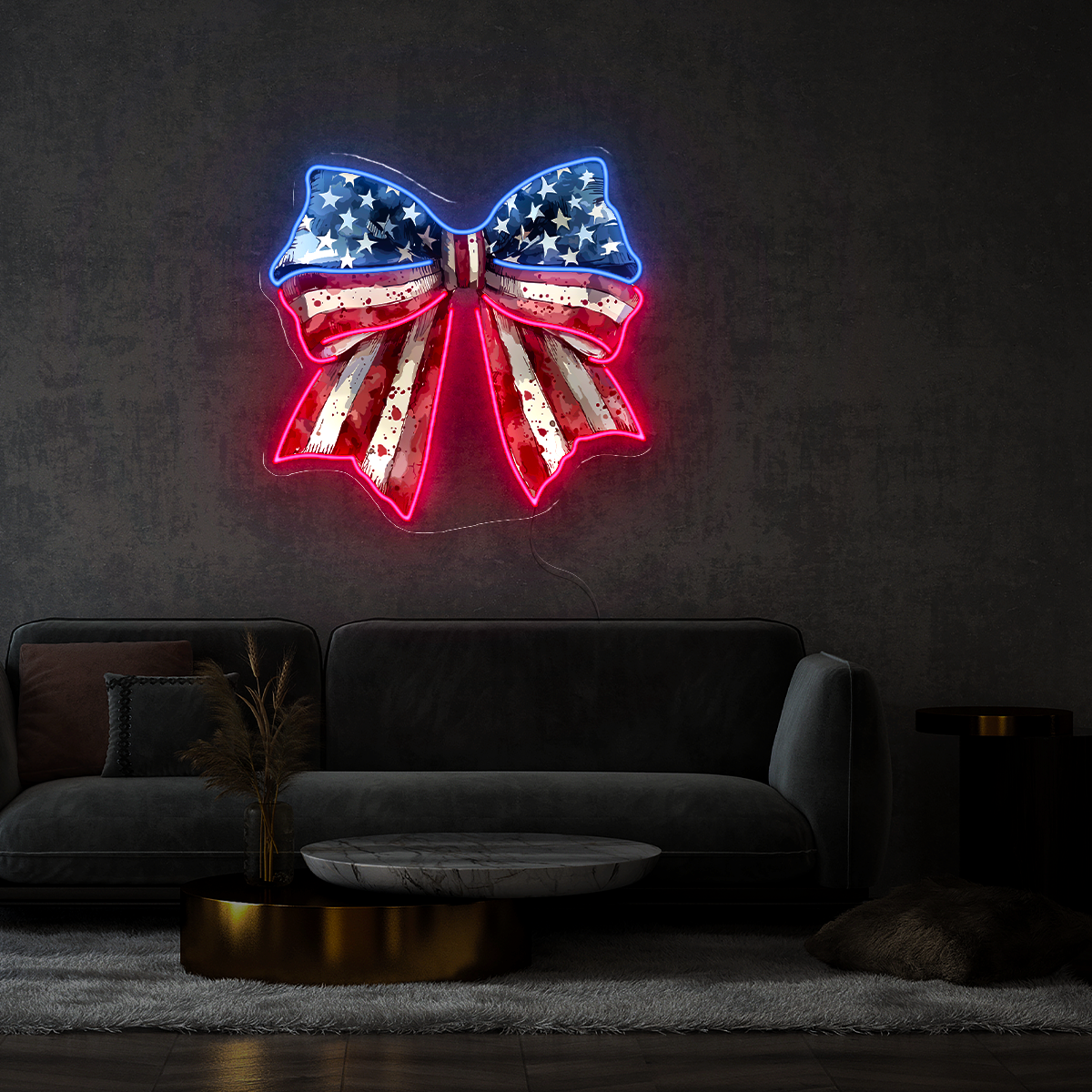 Patriotic Bow 4th of July Artwork Neon Sign