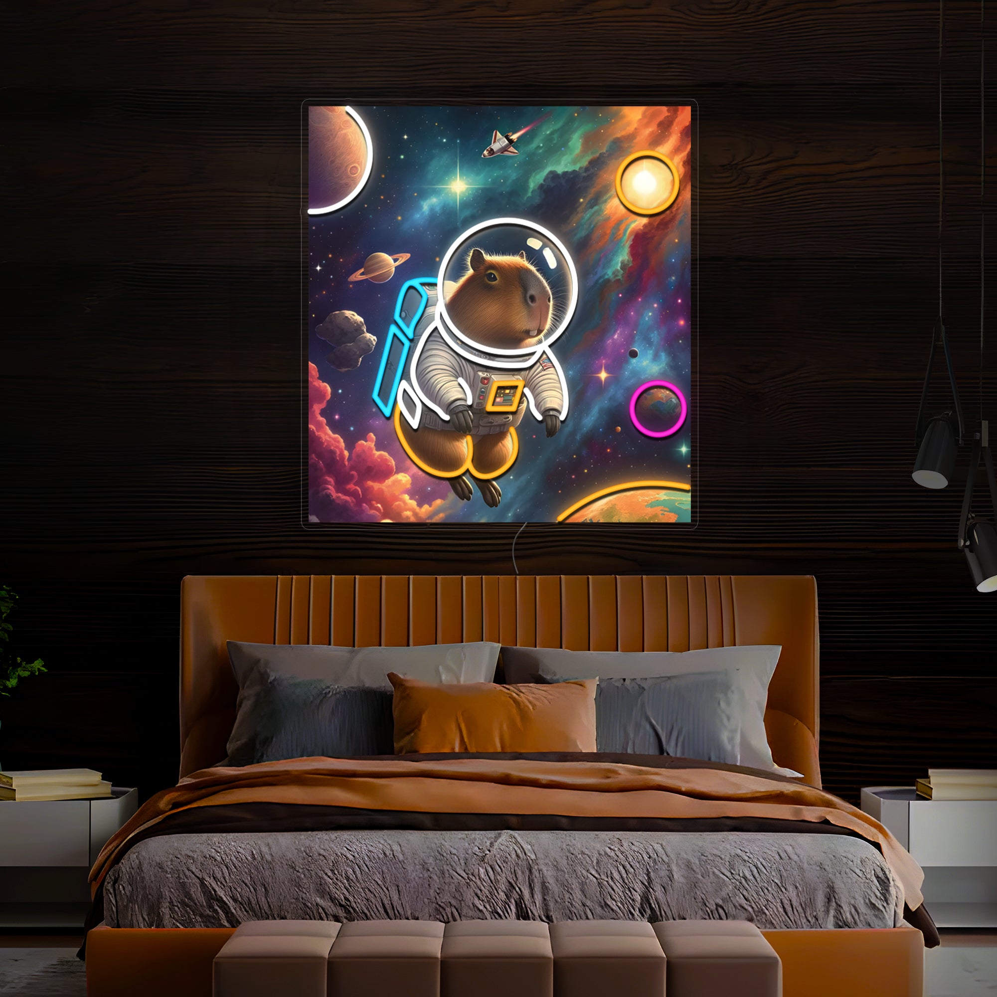 Capybara Astronaut Artwork Neon Sign