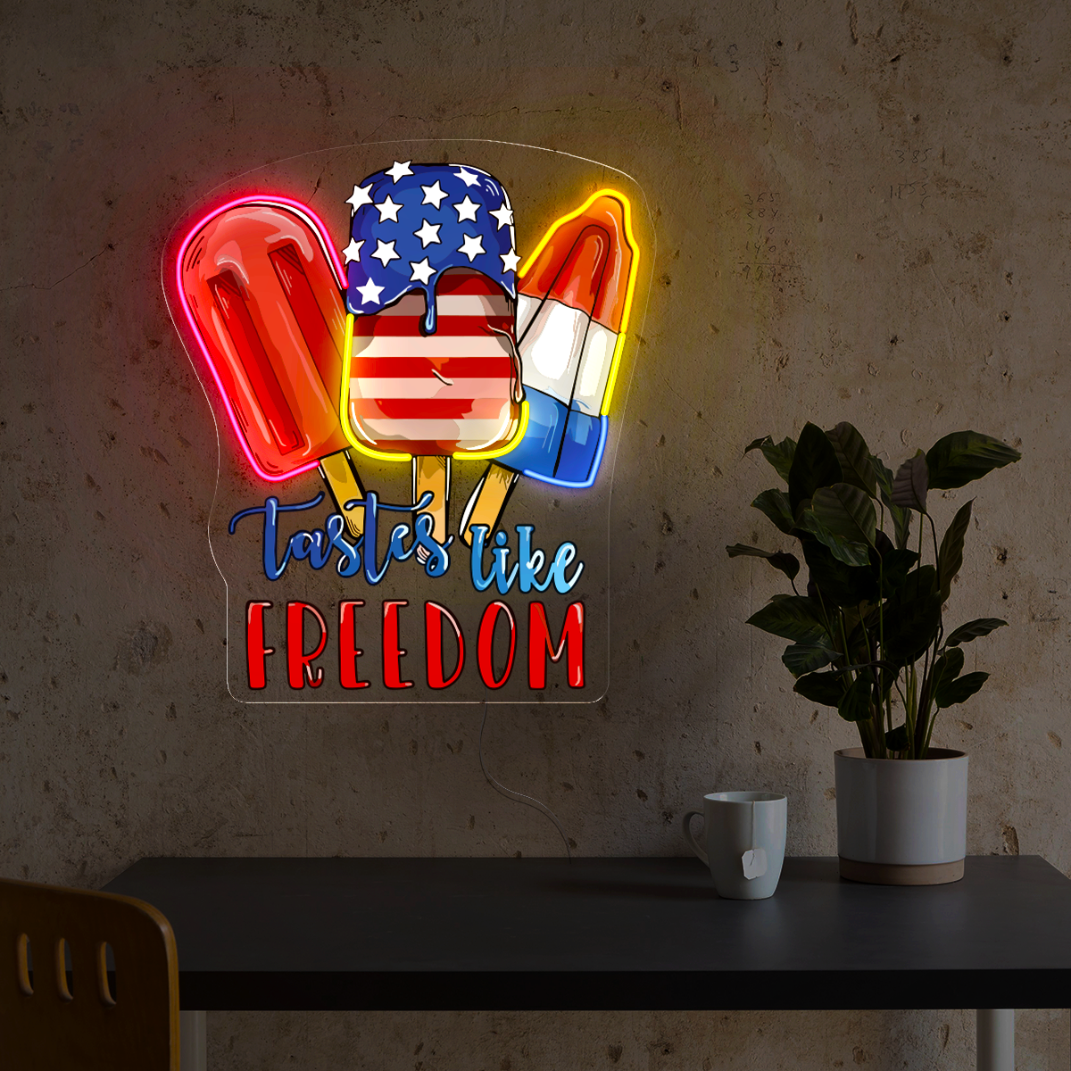 Red Blue White Popsicle Artwork Neon Sign