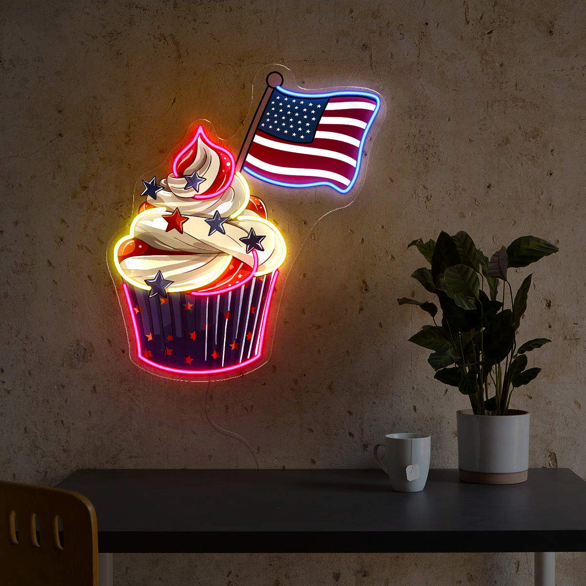 Ice Cream 4th Of July Artwork Neon Sign