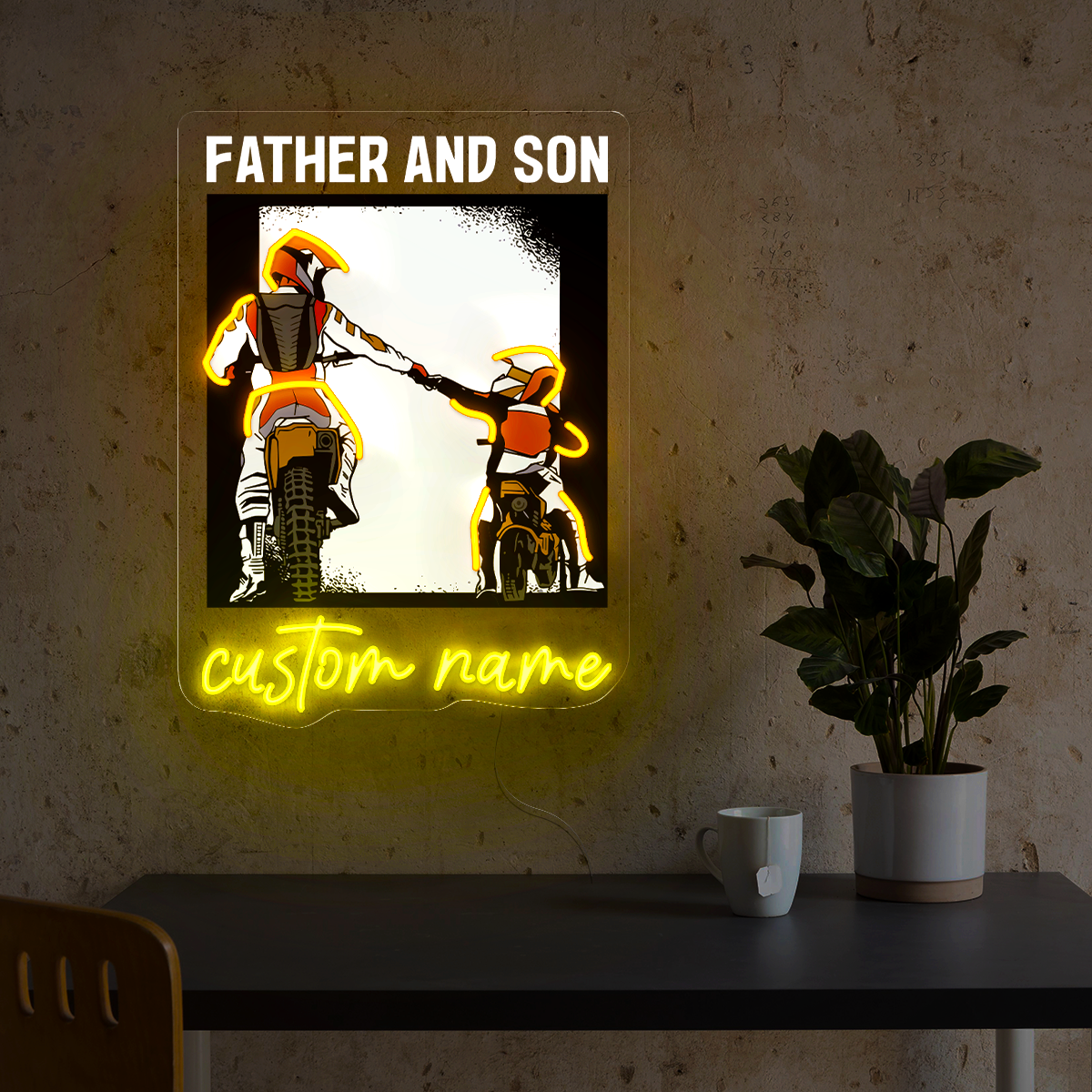 Personalized Name Father and Son Artwork neon sign