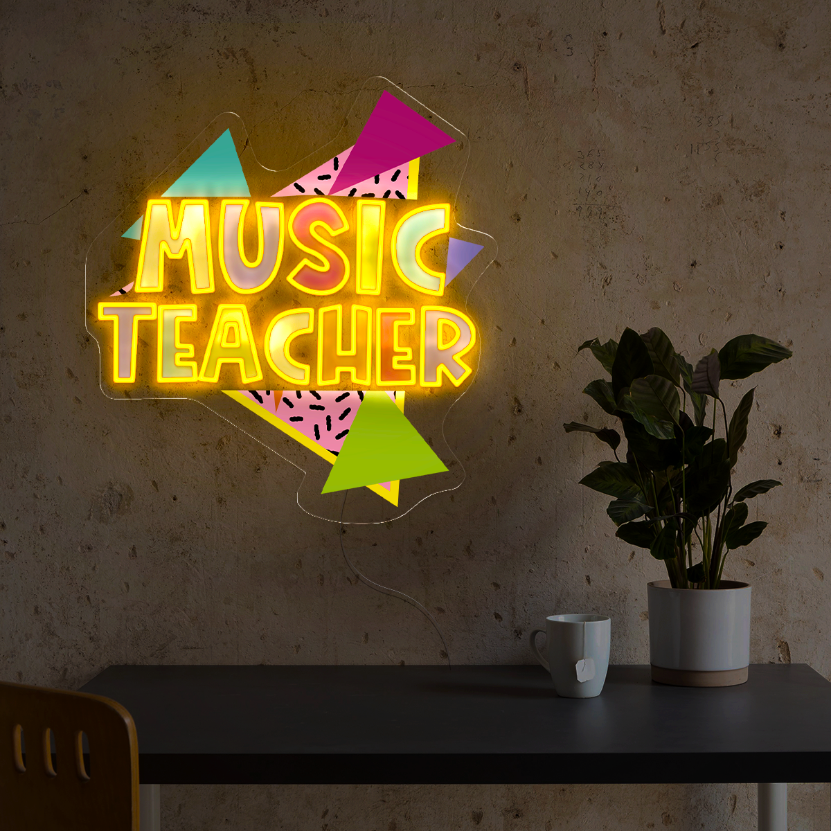 90s Style Music Teacher Artwork Neon Sign