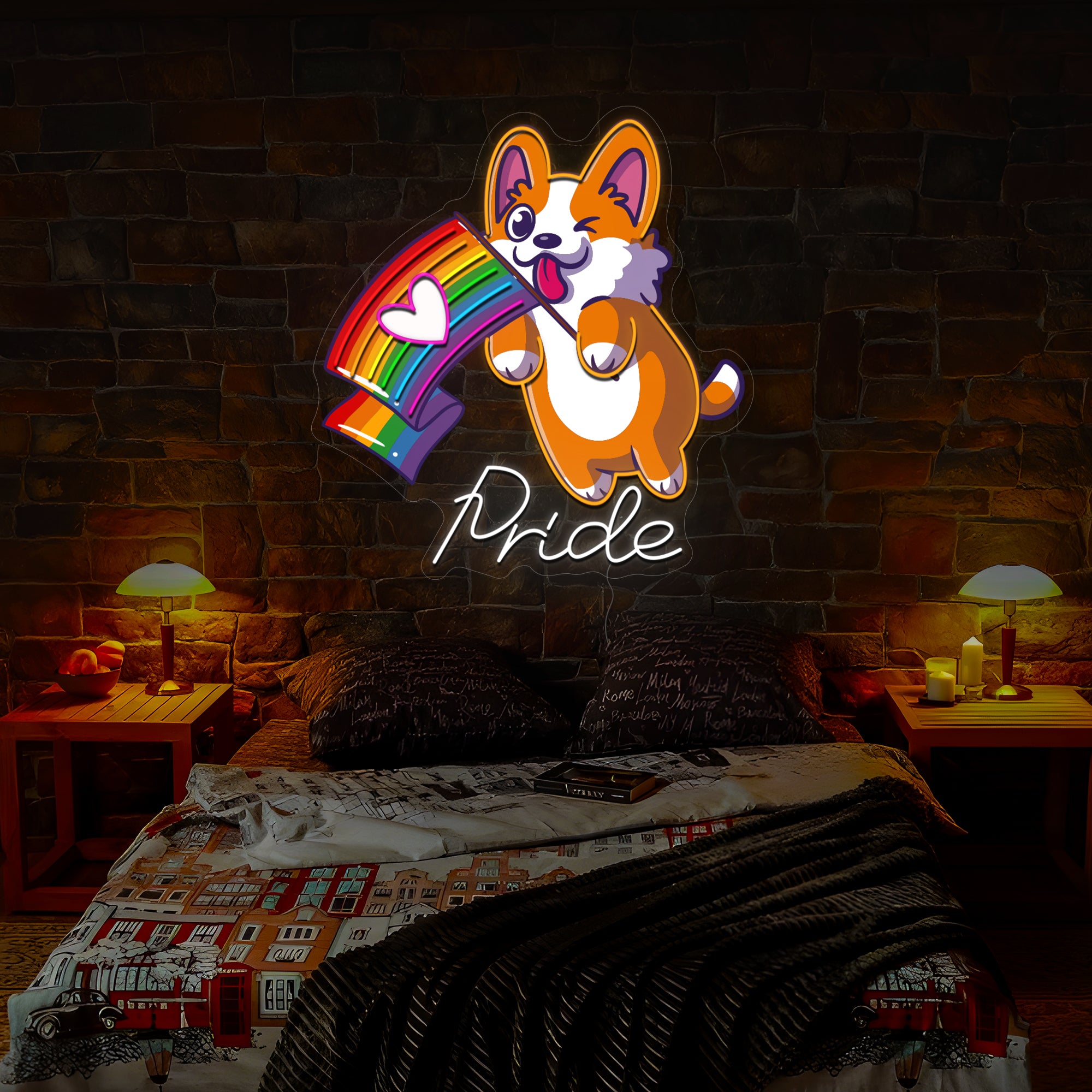 Funny Dog Rainbow Pride Artwork Neon Sign