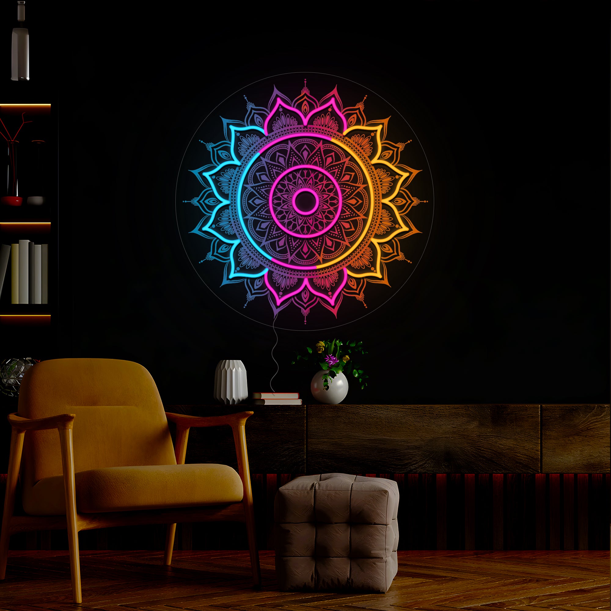 Colorful Mandala Artwork Neon Sign
