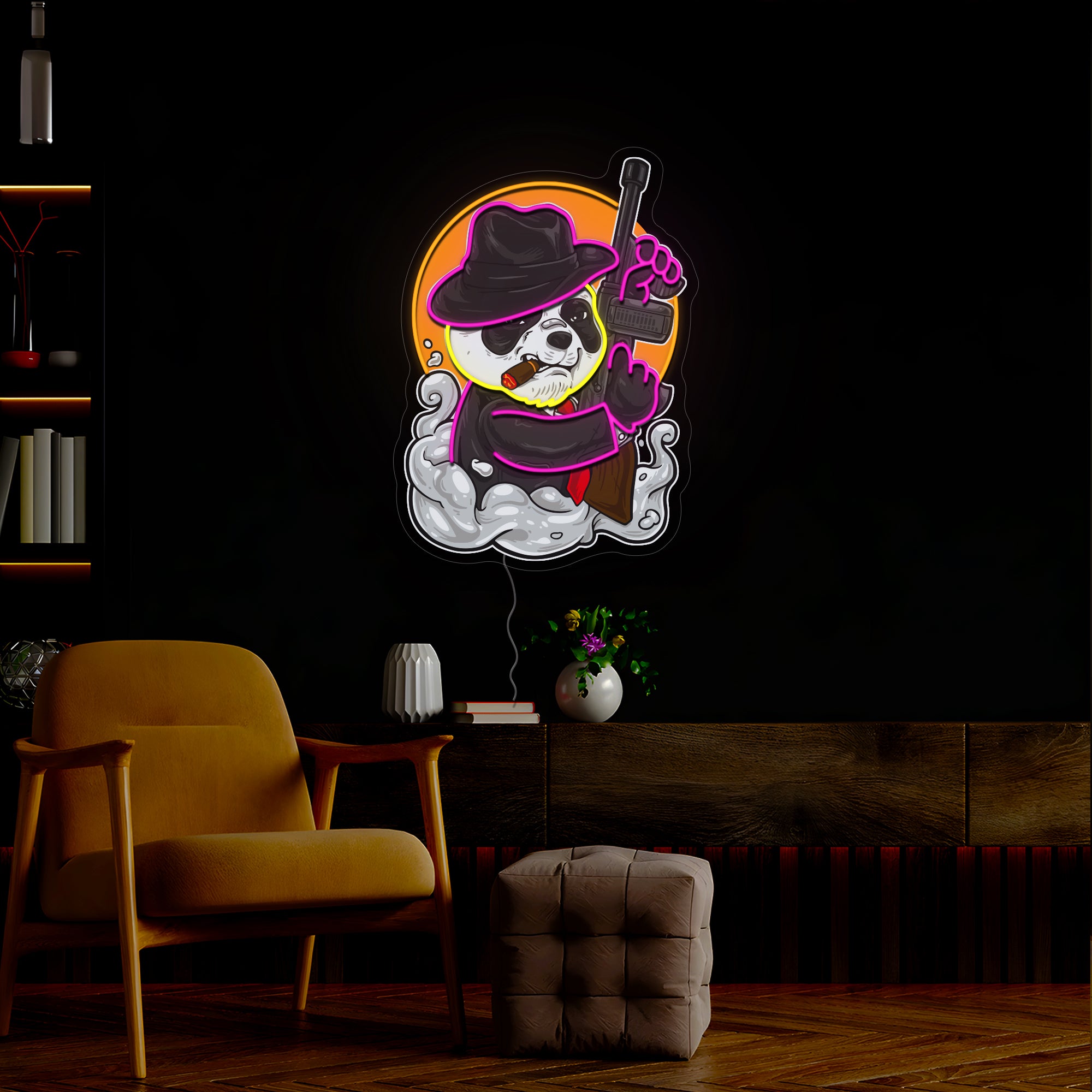 Mafia Panda Artwork Neon Sign
