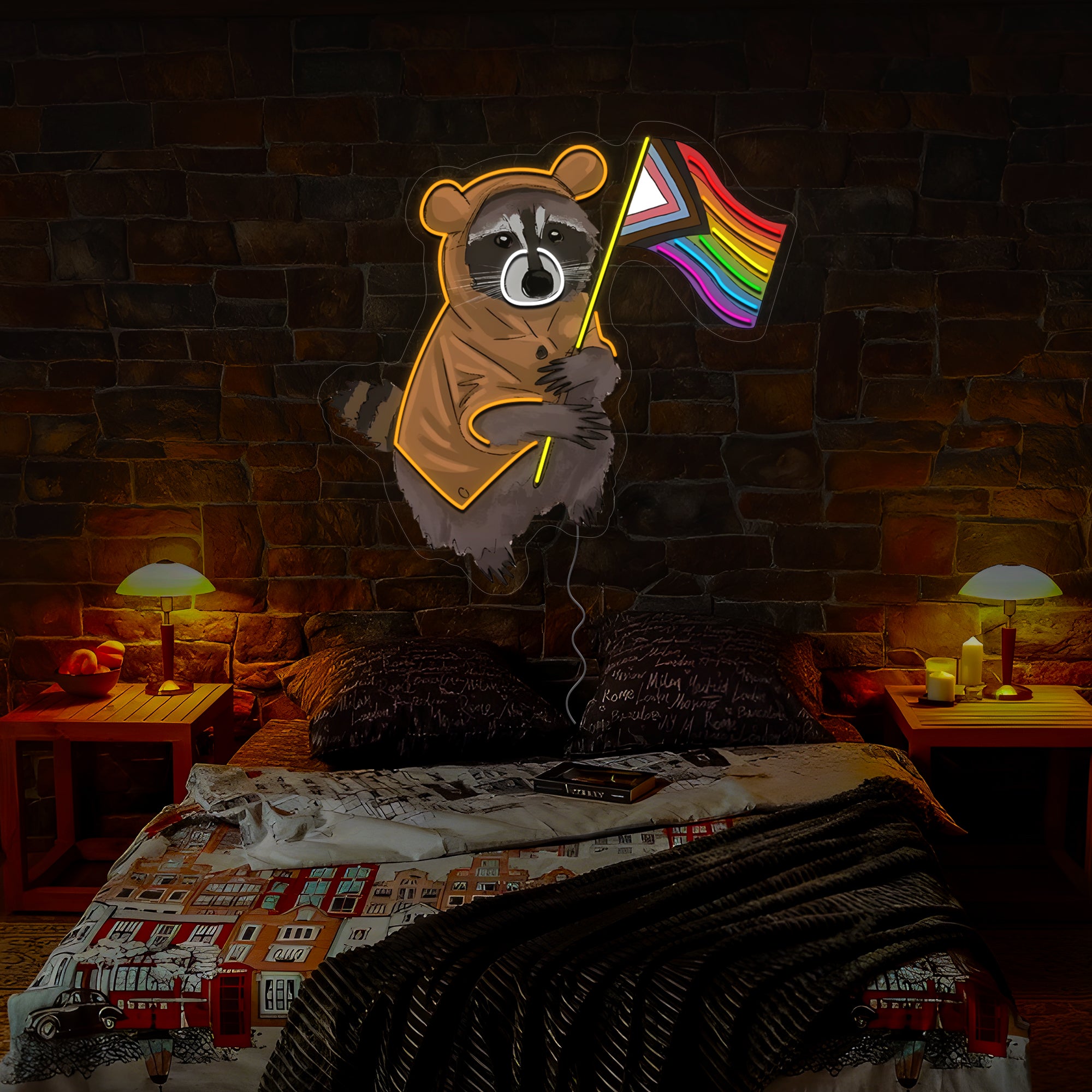Pride Raccoon Artwork Neon Sign