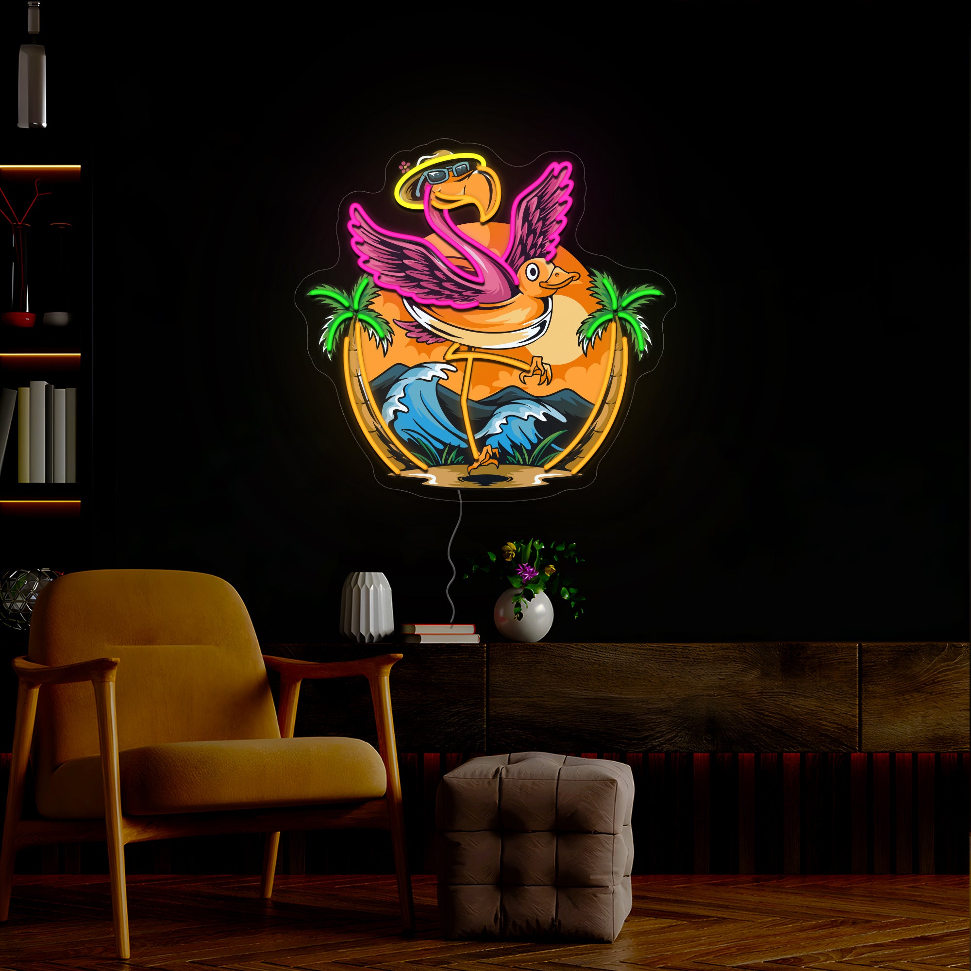 Flamingo Summer Artwork Neon Sign