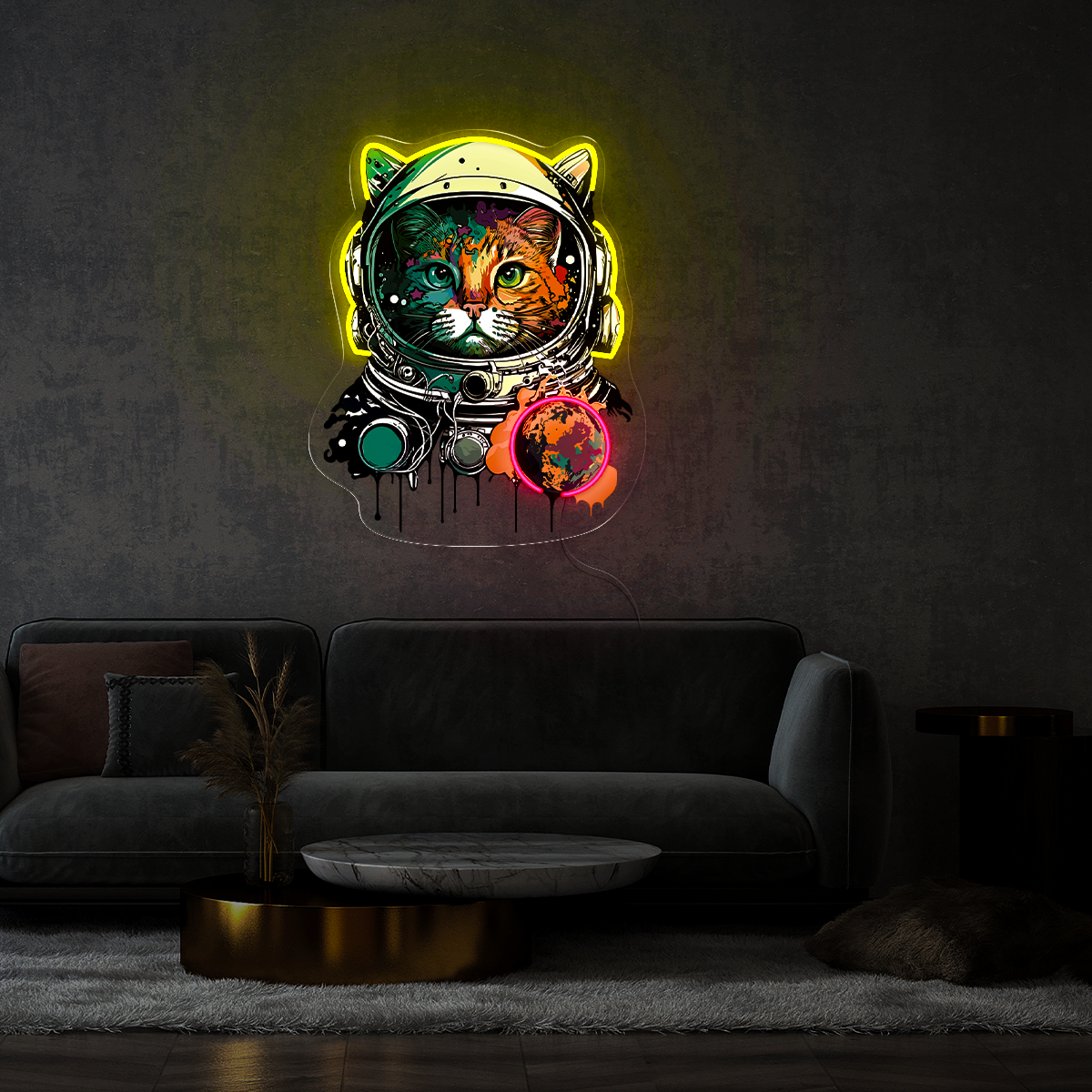 Cat Astronaut Artwork Neon Sign