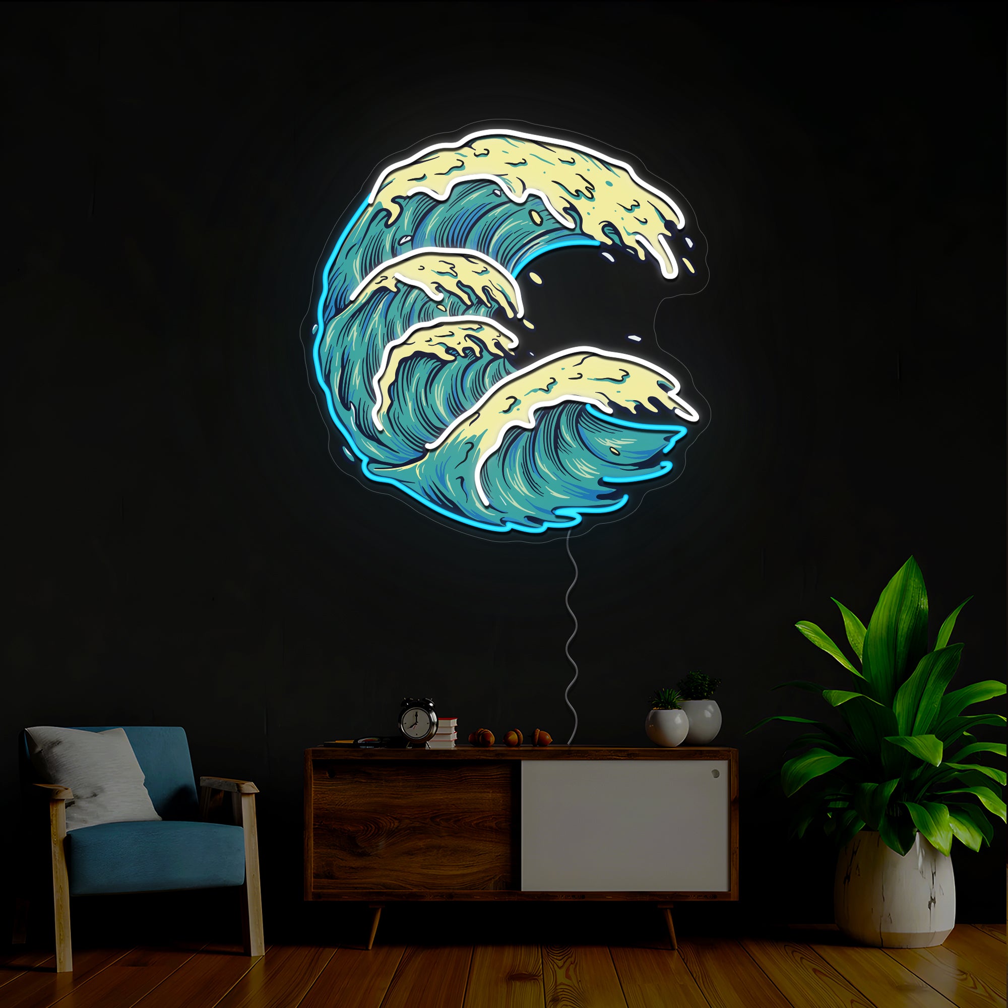 Surf Wave Artwork Neon Sign