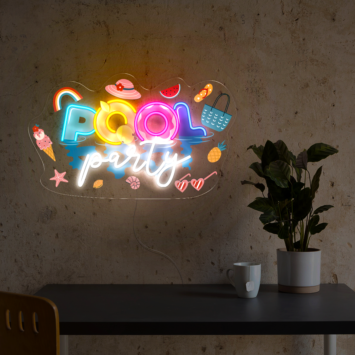 Summer Pool Party Artwork Neon Sign