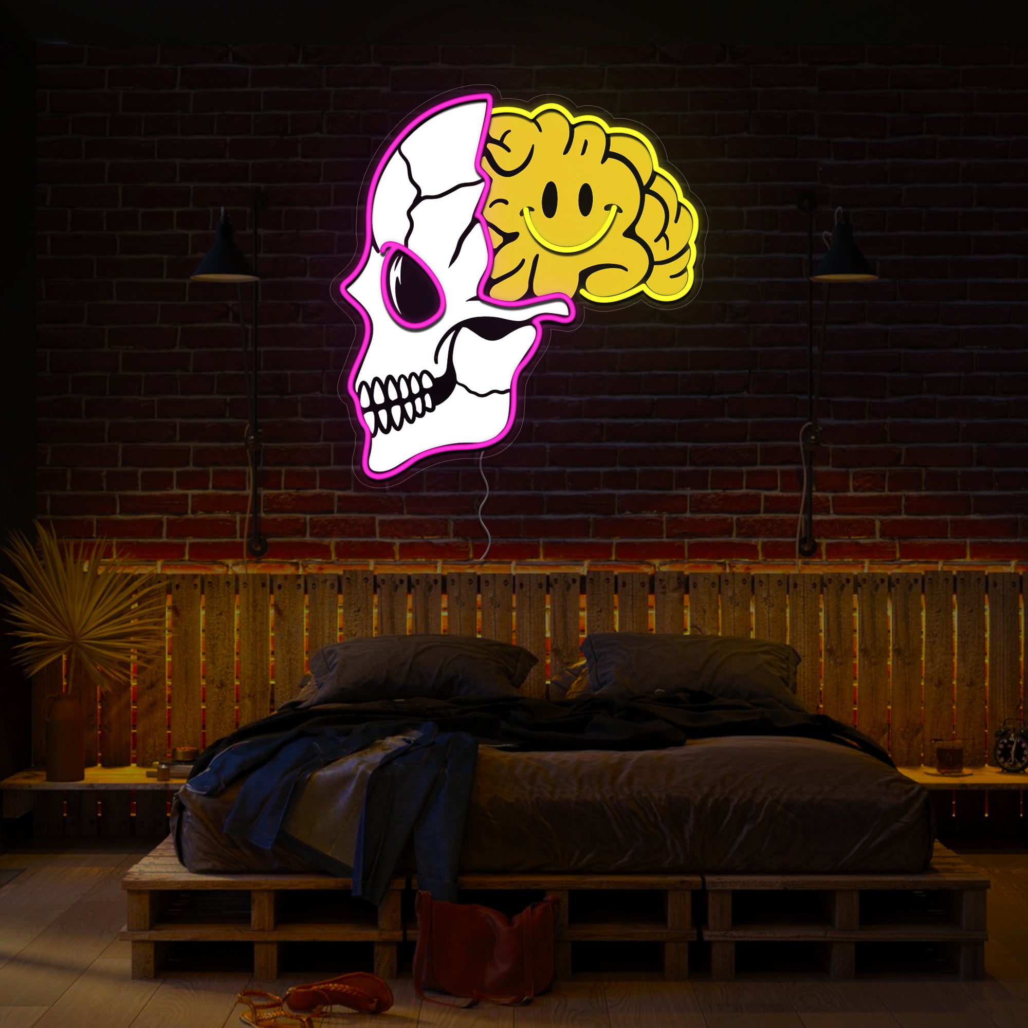 Skull Emotion Brain Streetwear Artwork Neon Sign