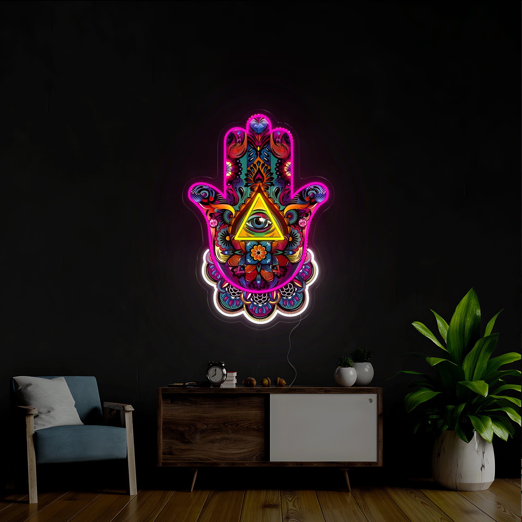 Hamsa Hand Artwork Neon Sign