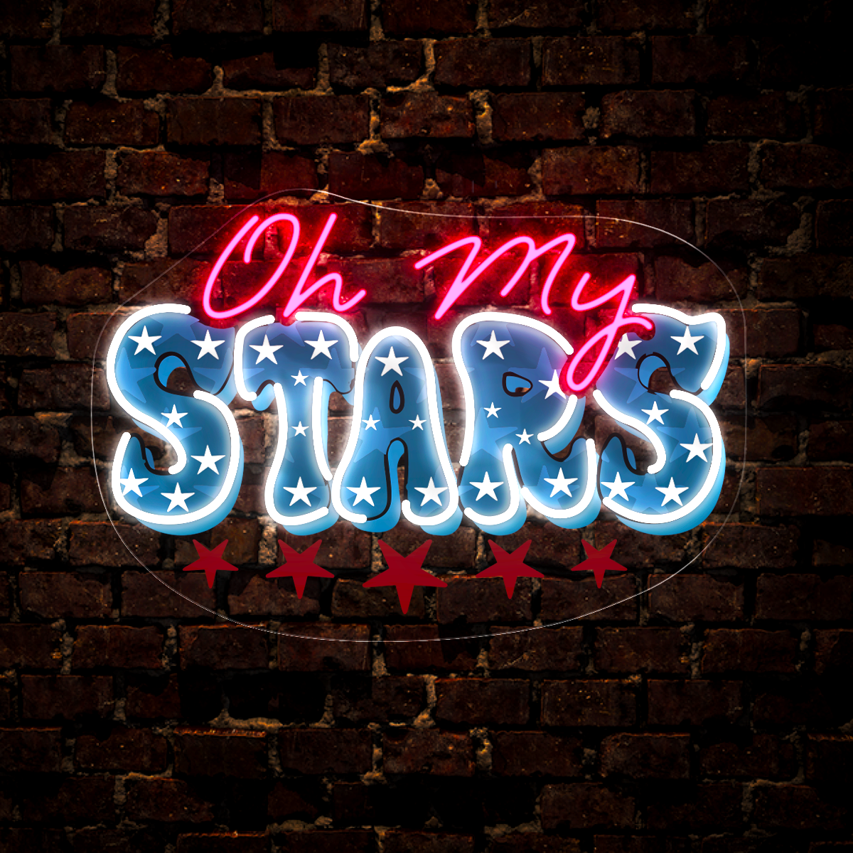 Oh My Stars 4th of July Artwork Neon Sign