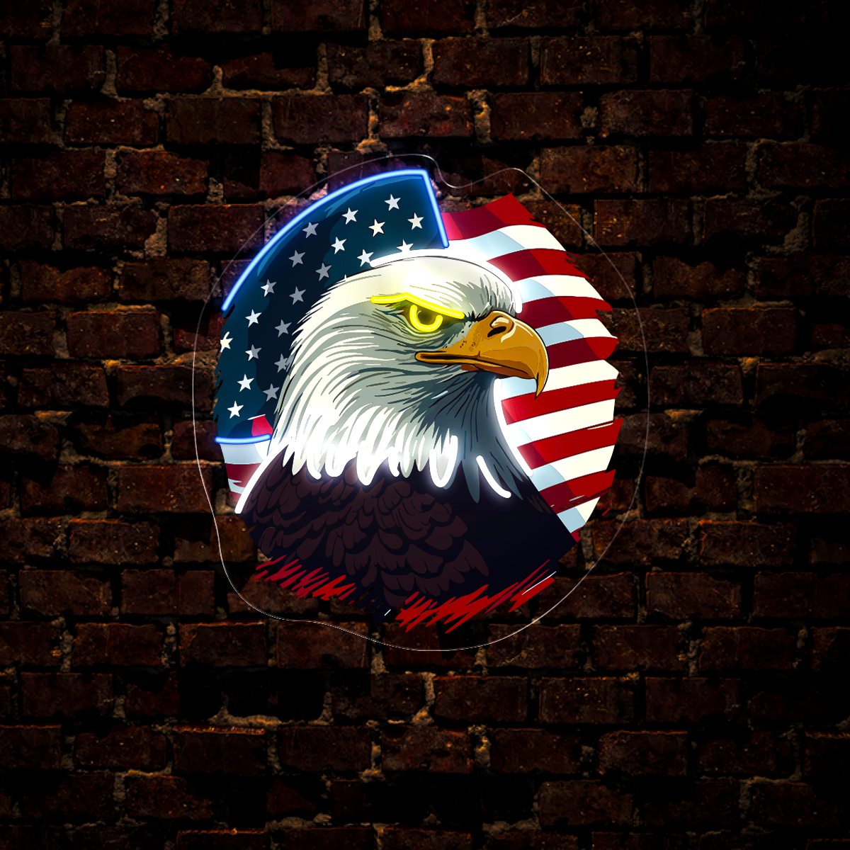 American Flag And Eagle Artwork Neon Sign