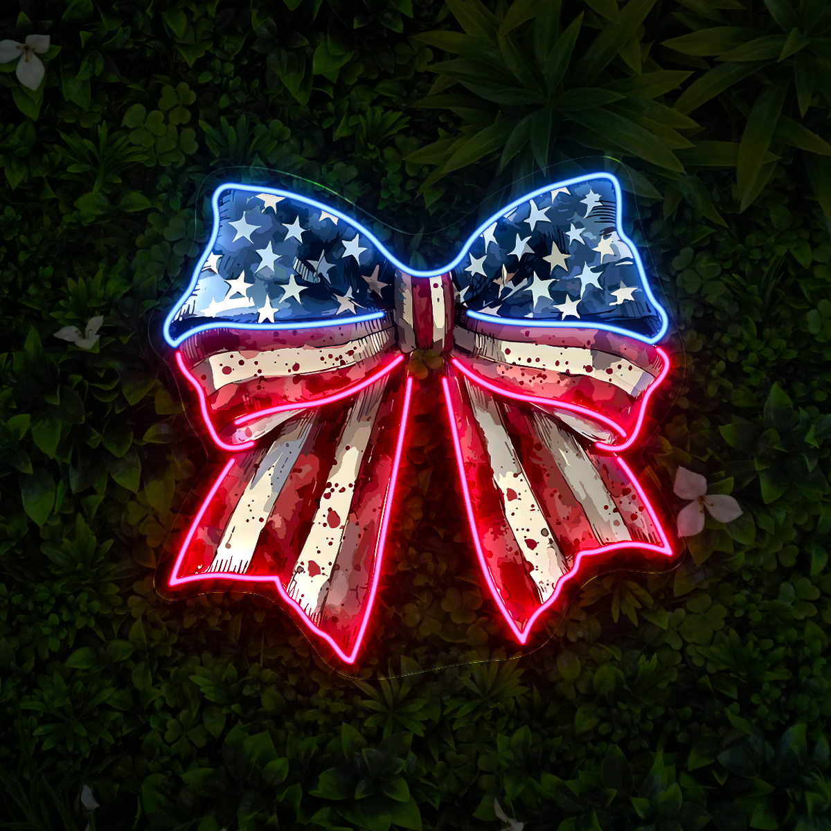 Patriotic Bow 4th of July Artwork Neon Sign