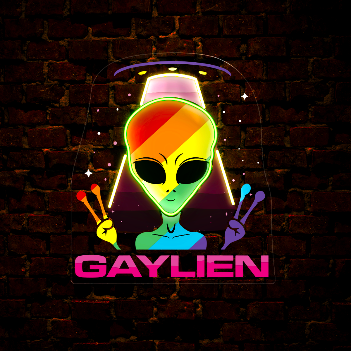 Funny LGBT Pride Gaylien Artwork Neon Sign