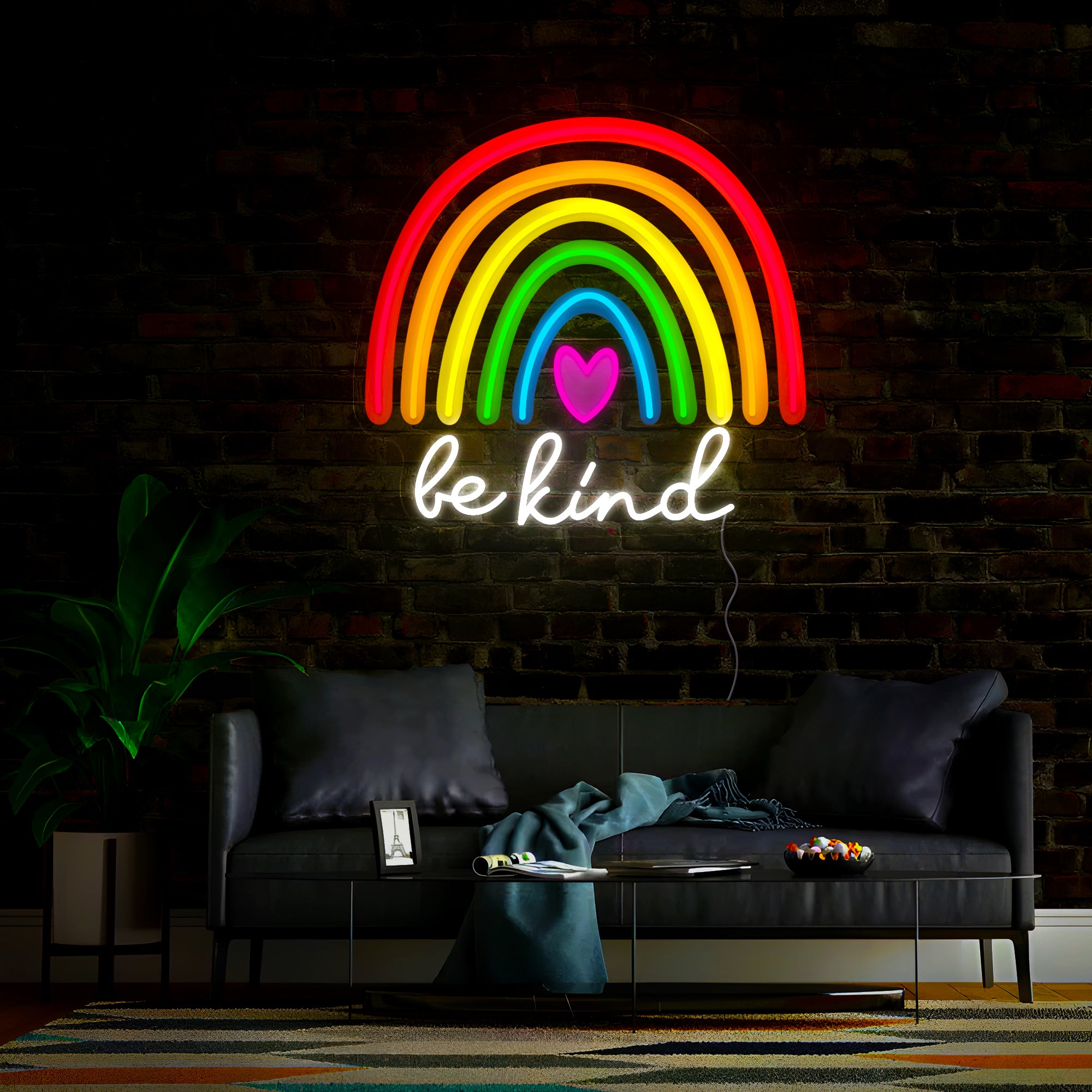 Rainbow Pride Be Kind Artwork Neon Sign