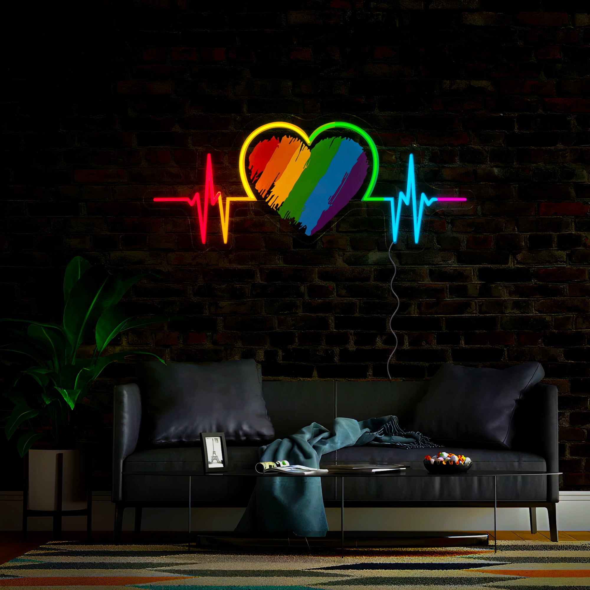 Pride Month Heartbeat Artwork Neon Sign