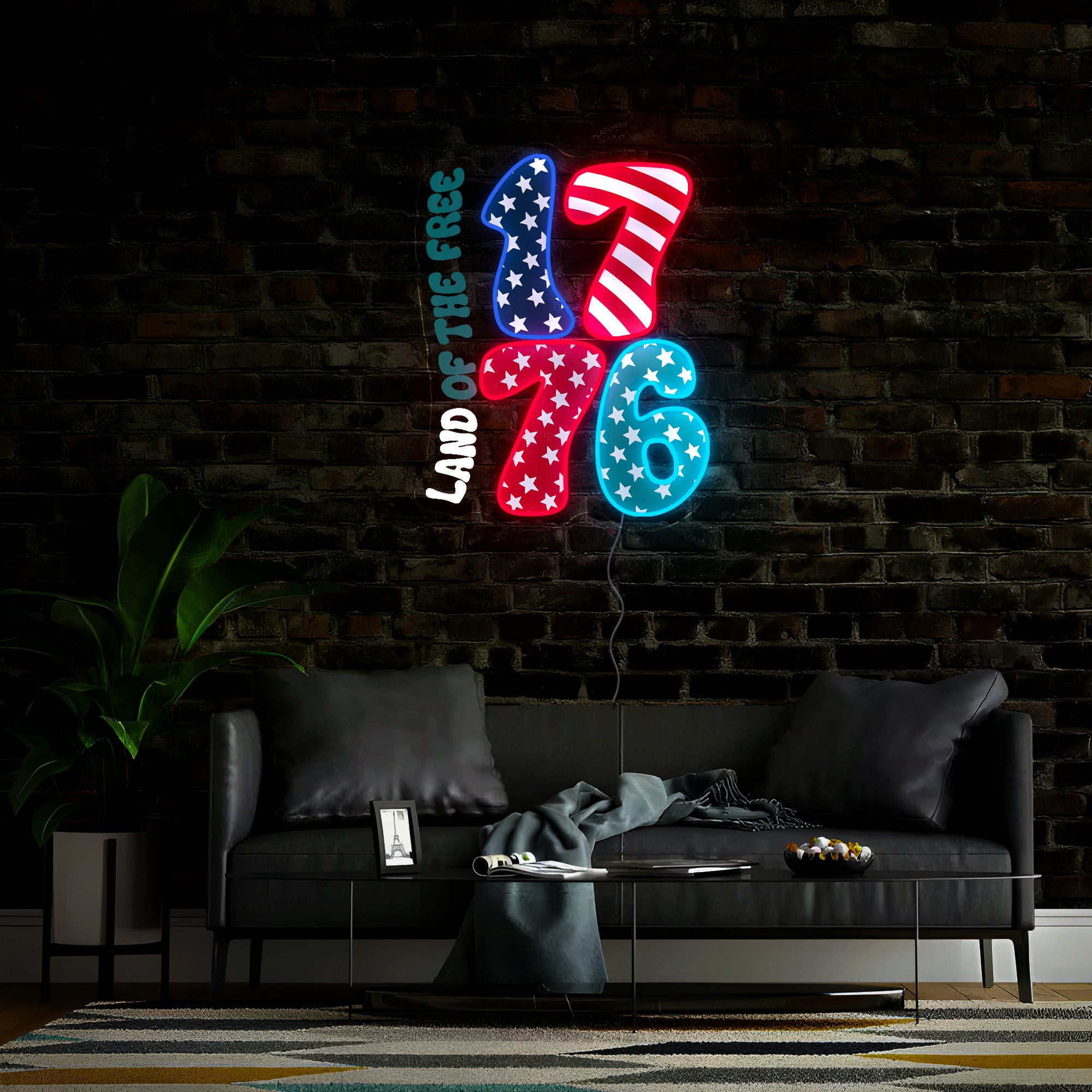 1776 Land Of The Free Artwork Neon Sign