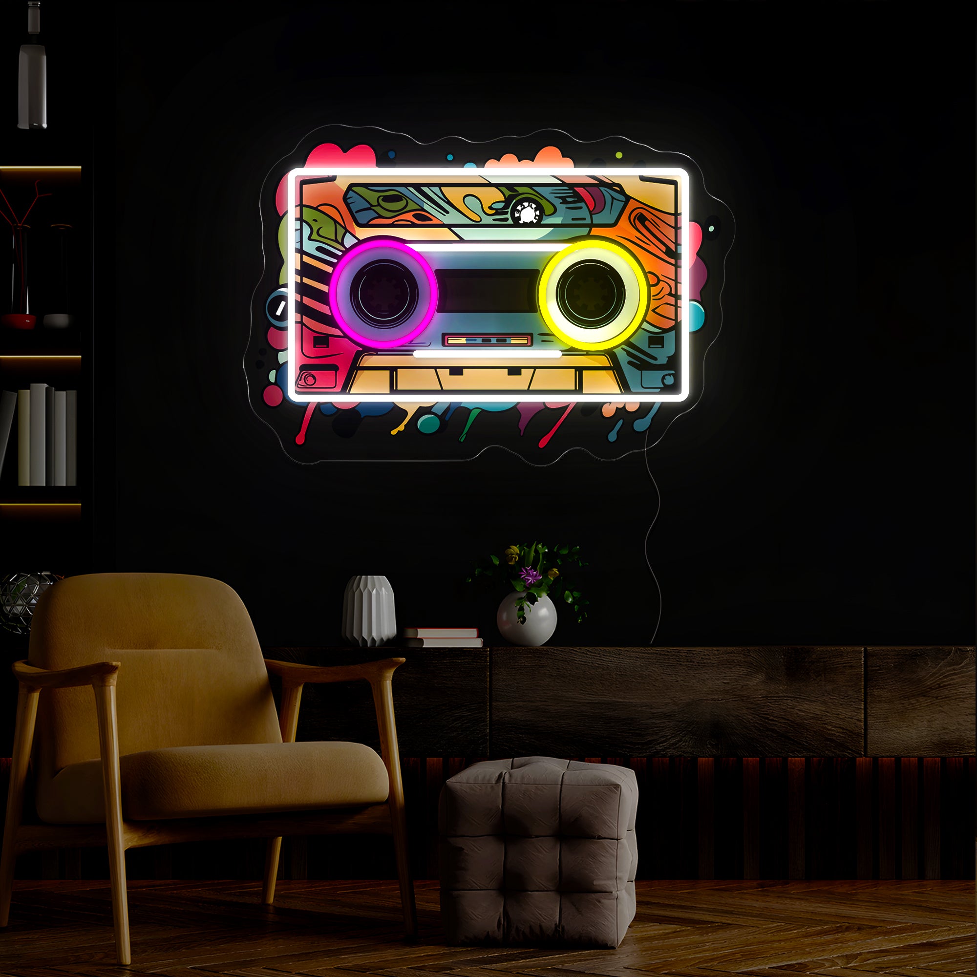 Mixtape Cassette Artwork Neon Sign