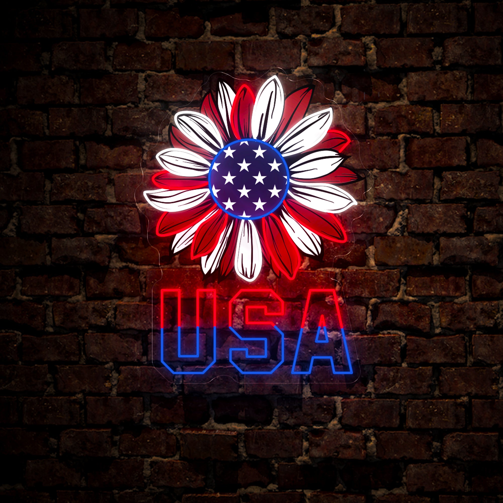 Sunflower 4th of July Artwork Neon Sign