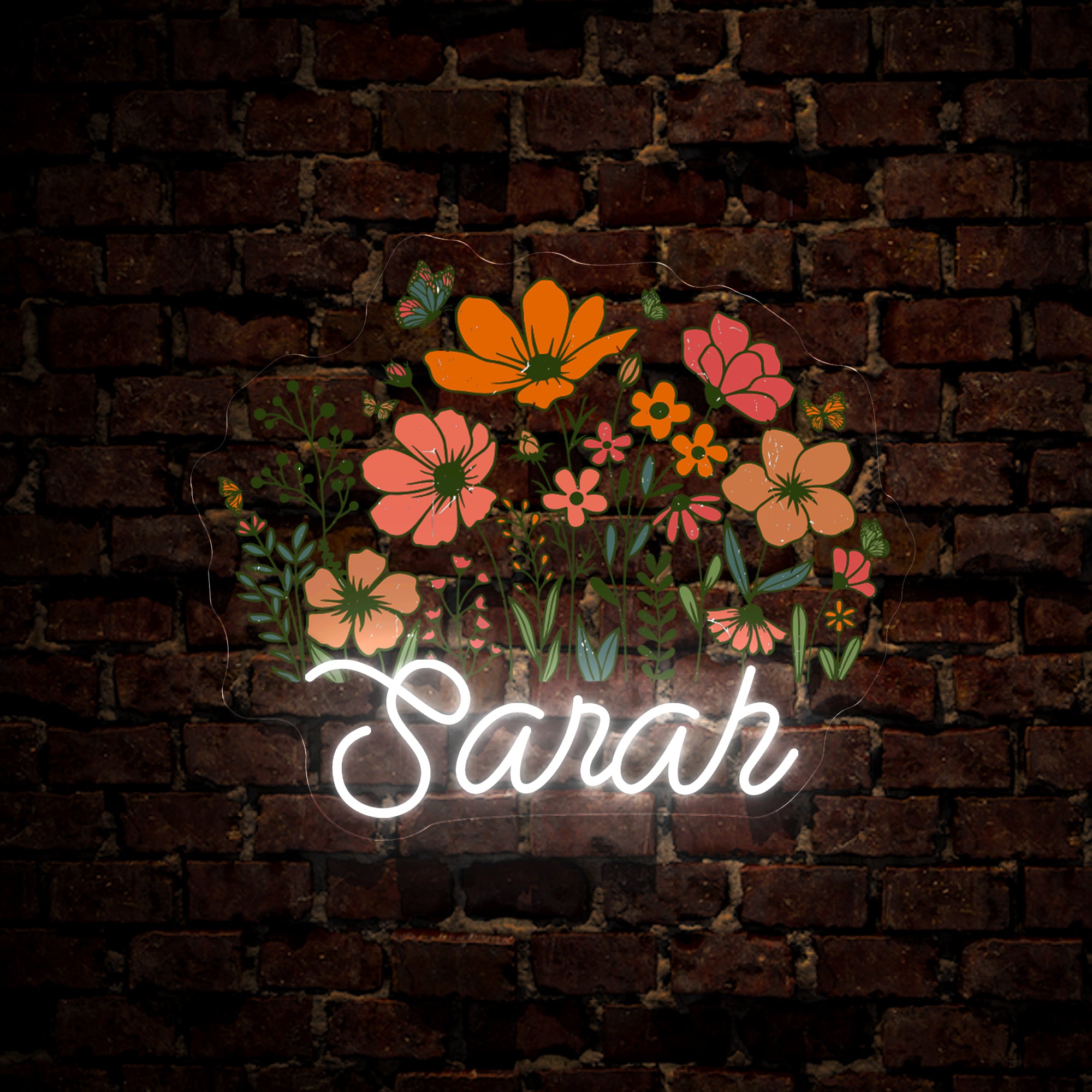 Personalized Name Flower Decor Artwork Neon Sign