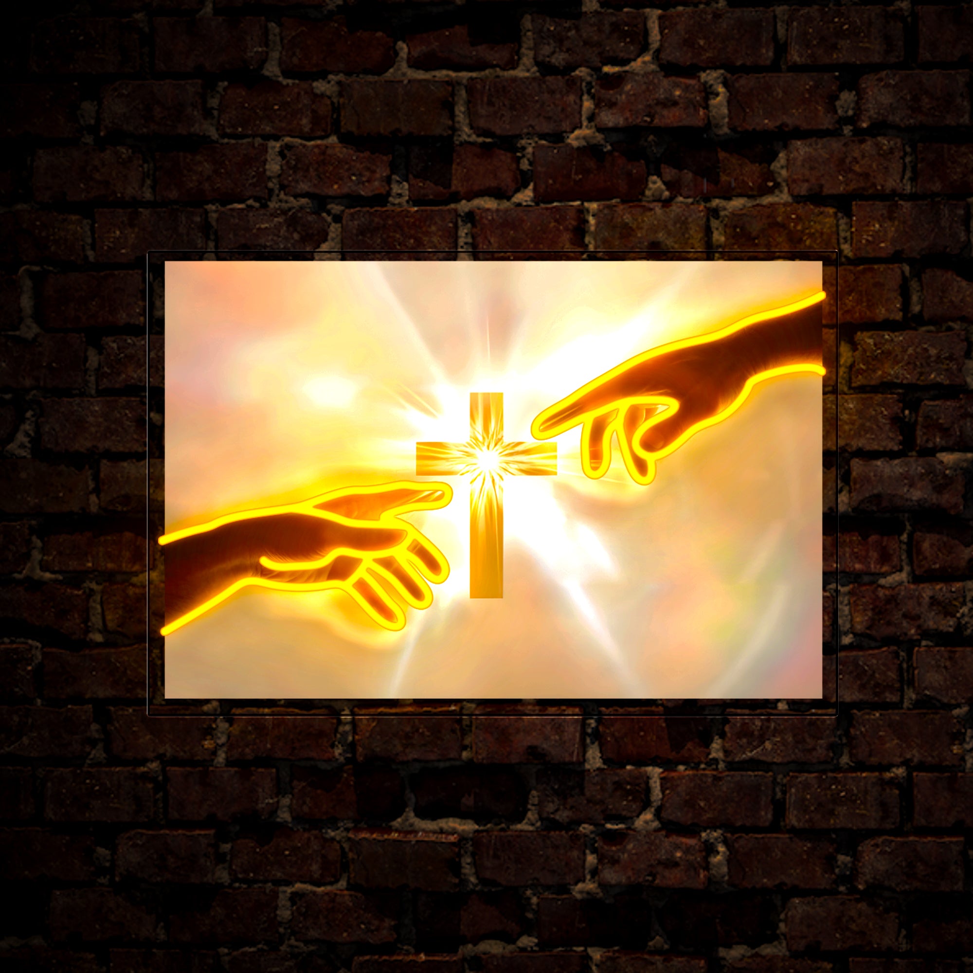 Jesus Hand Touch Artwork Neon Sign