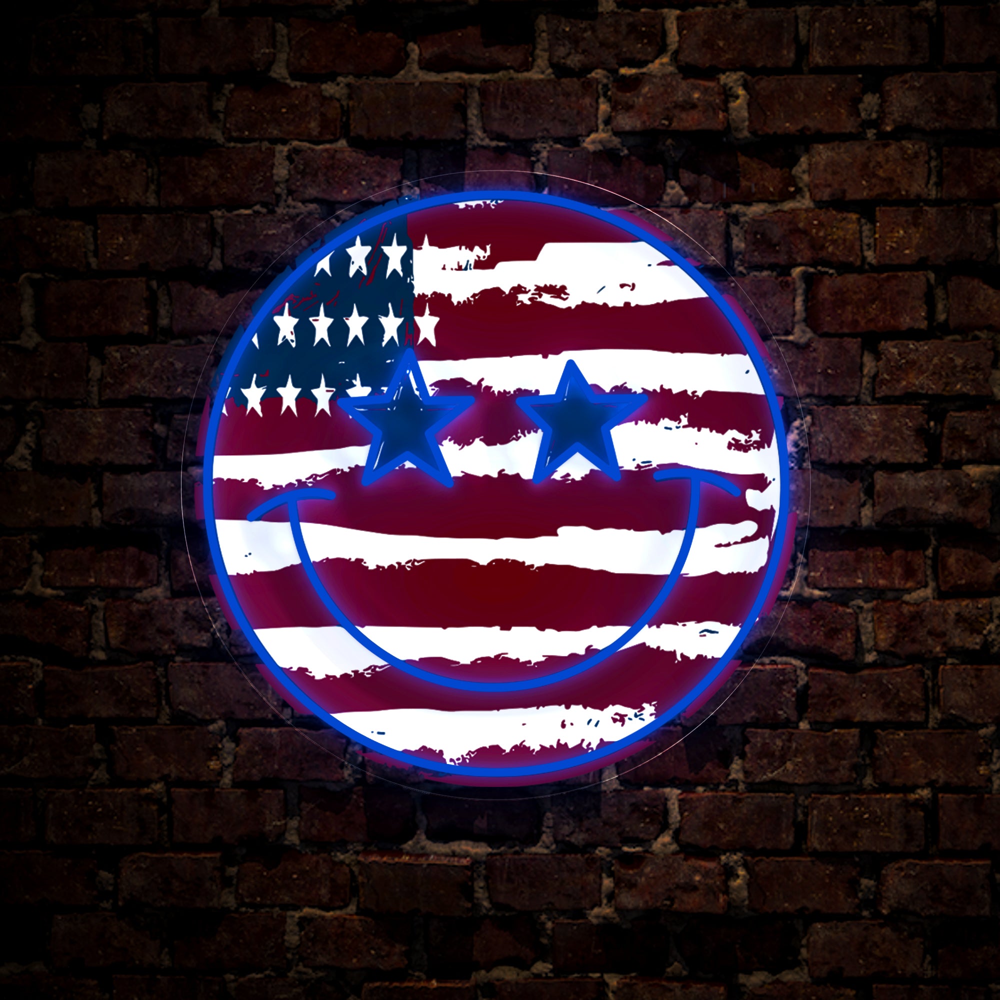 Smile Face 4th of July Artwork Neon Sign