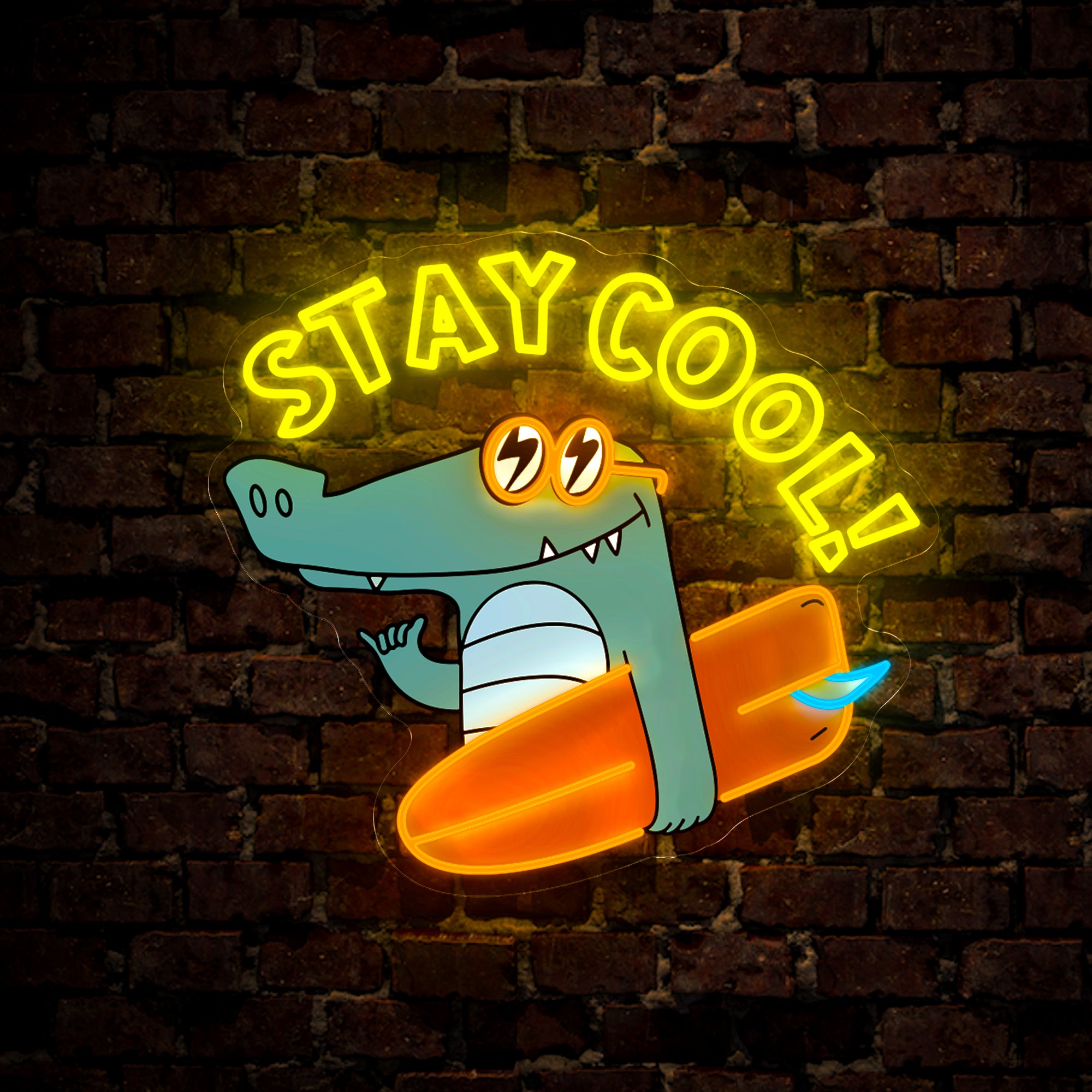 Stay Cool Crocodile Artwork Neon Sign