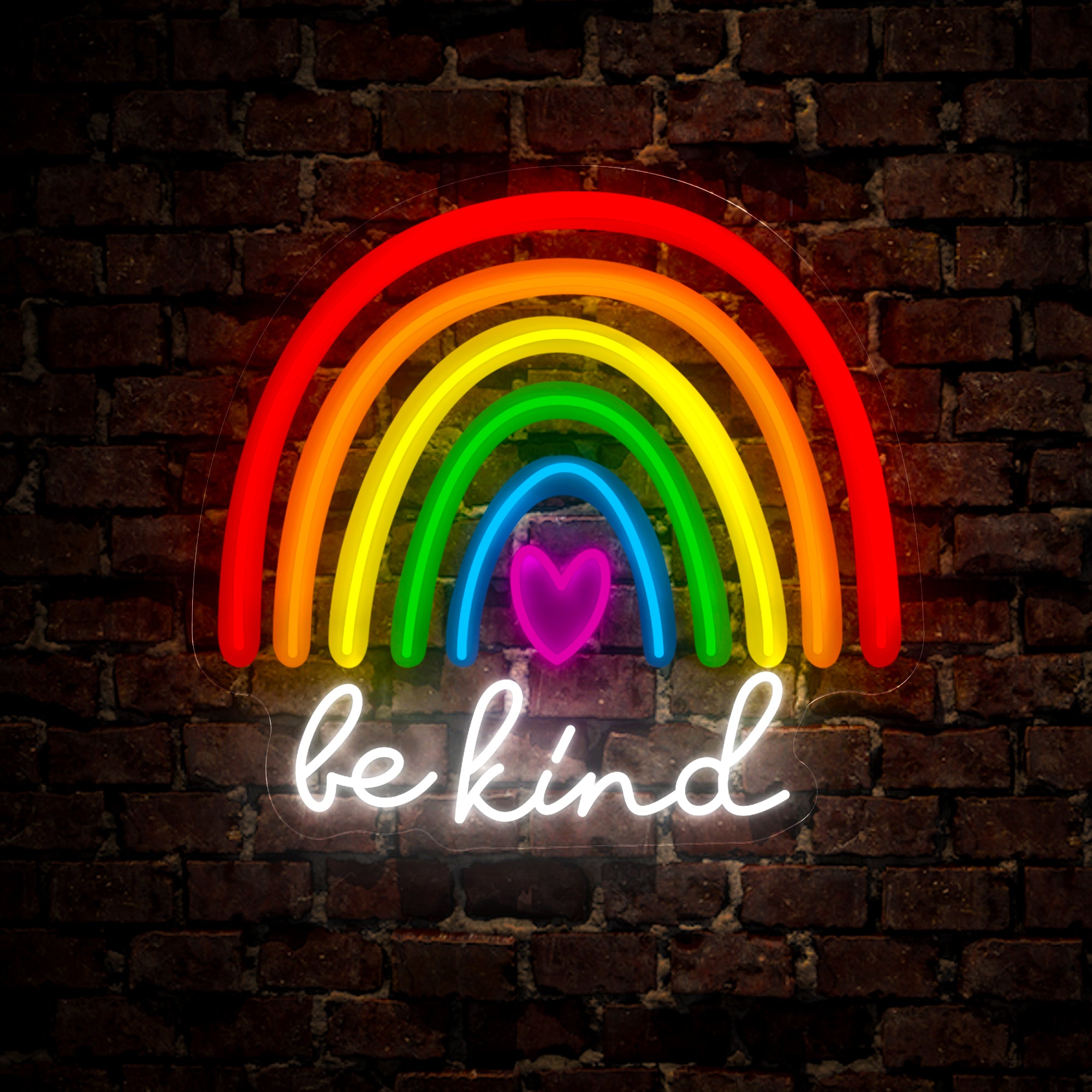 Rainbow Pride Be Kind Artwork Neon Sign