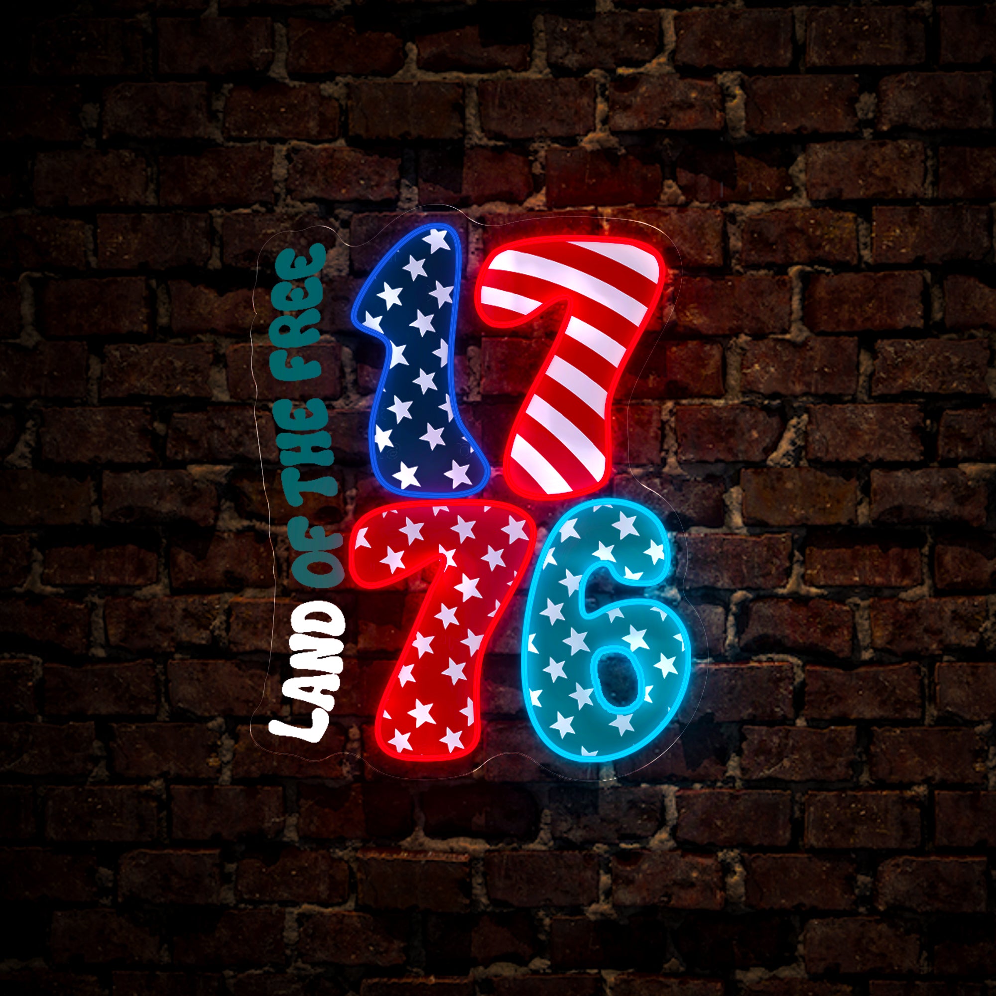1776 Land Of The Free Artwork Neon Sign