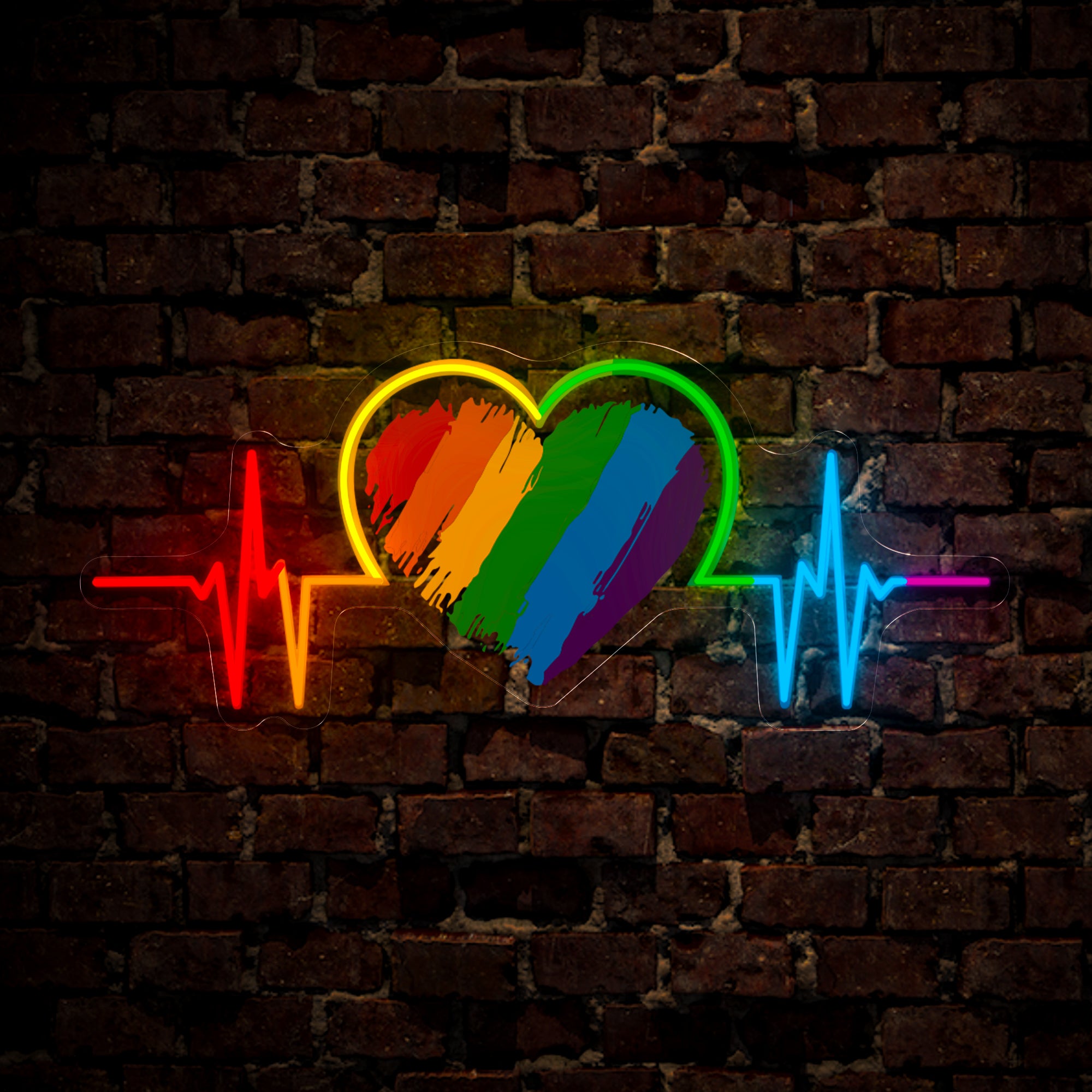 Pride Month Heartbeat Artwork Neon Sign