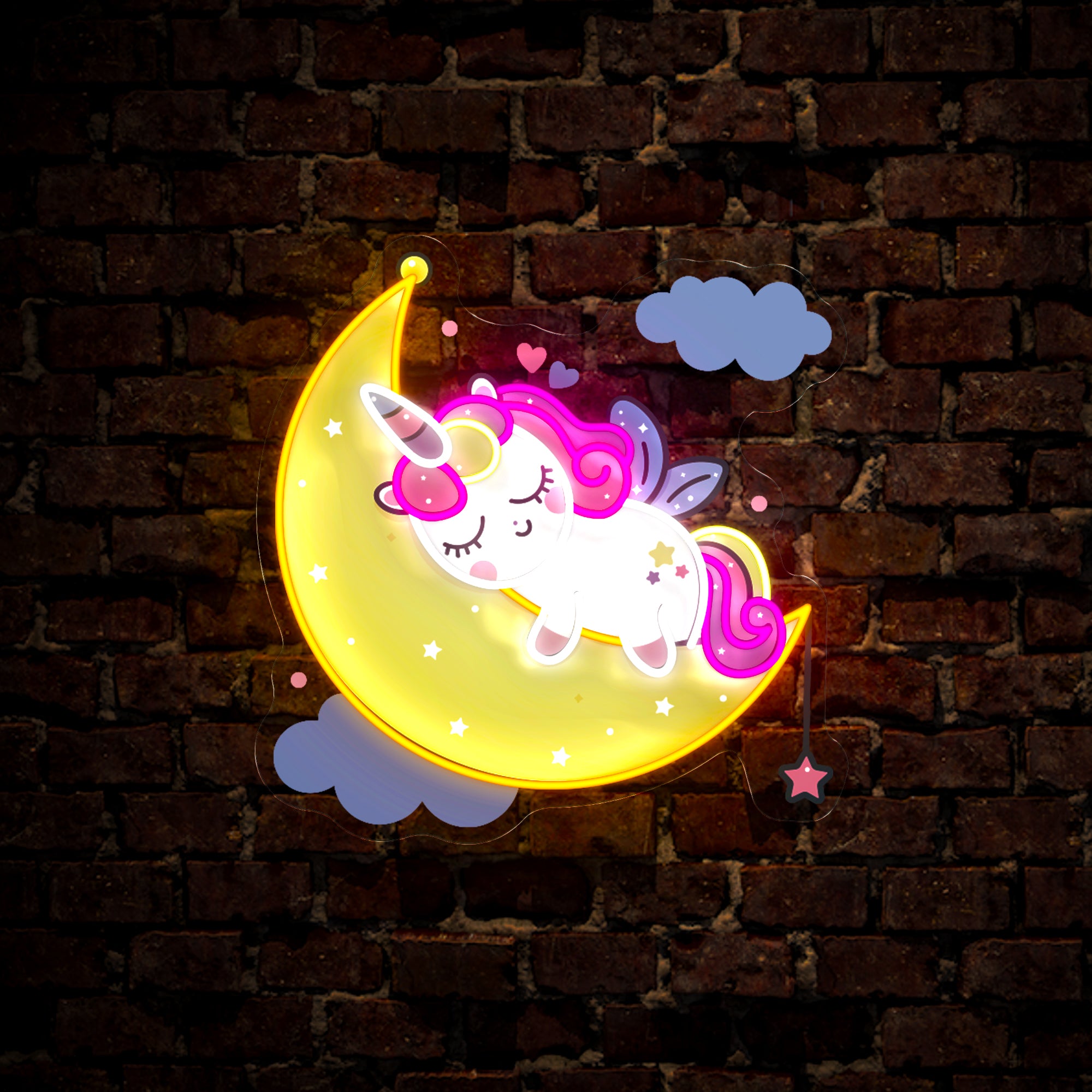 Sleepy Unicorn Artwork Neon Sign