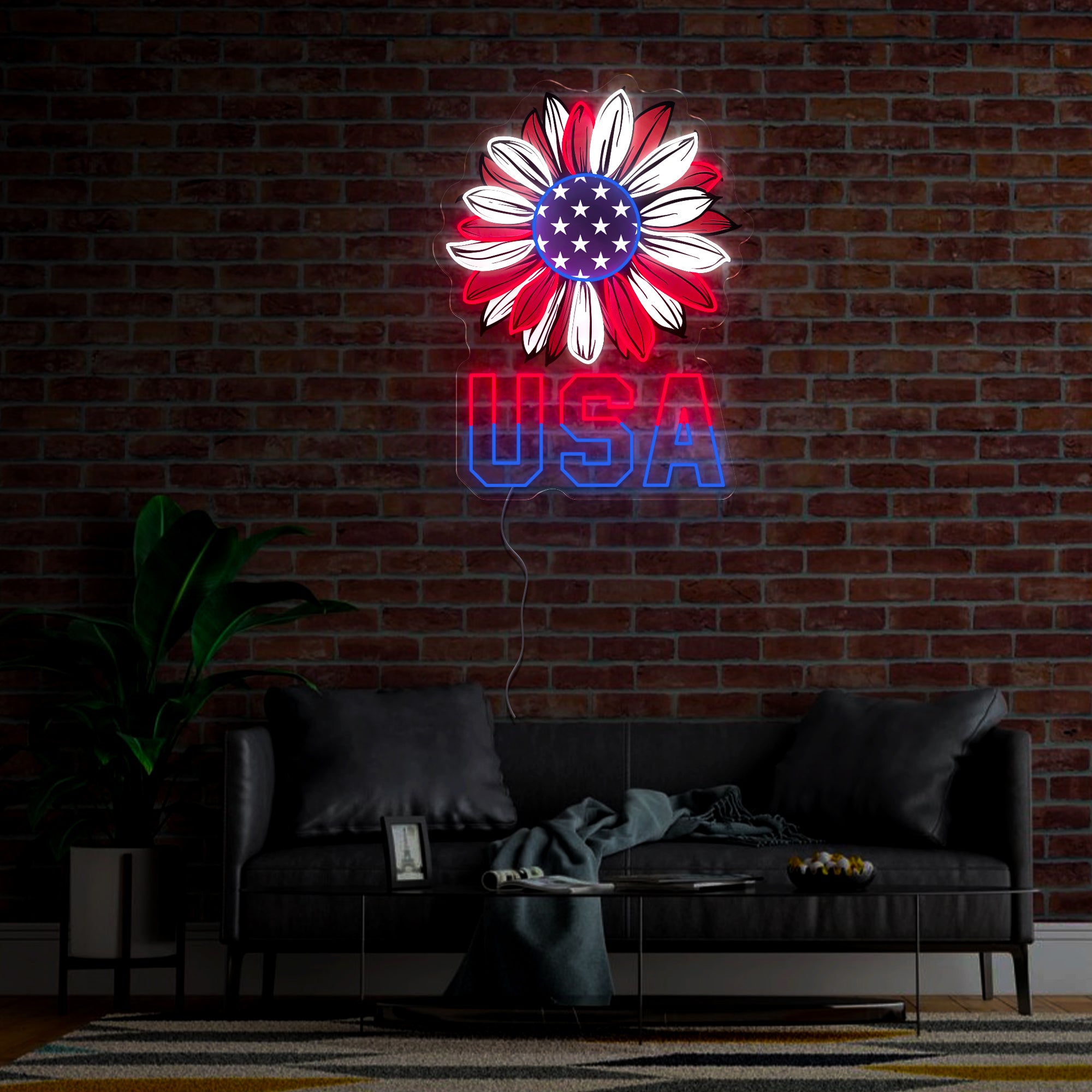 Sunflower 4th of July Artwork Neon Sign