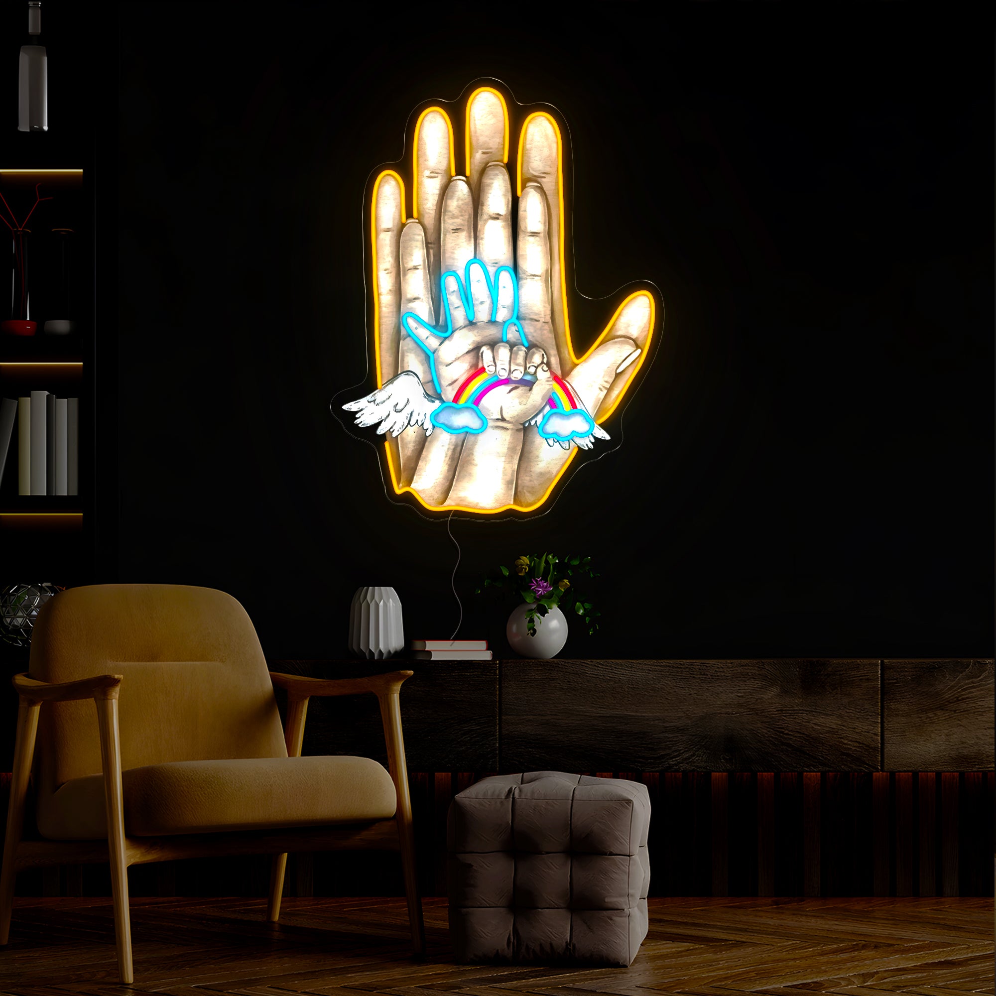 Family Hands Artwork Neon Sign