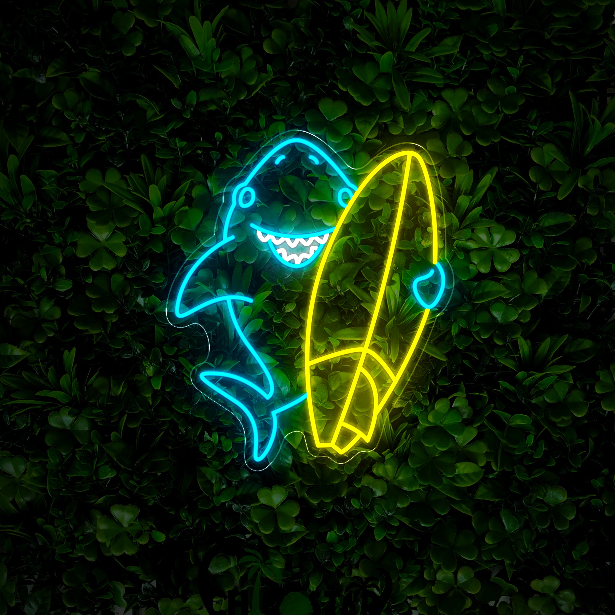 Shark Surfing Neon Sign