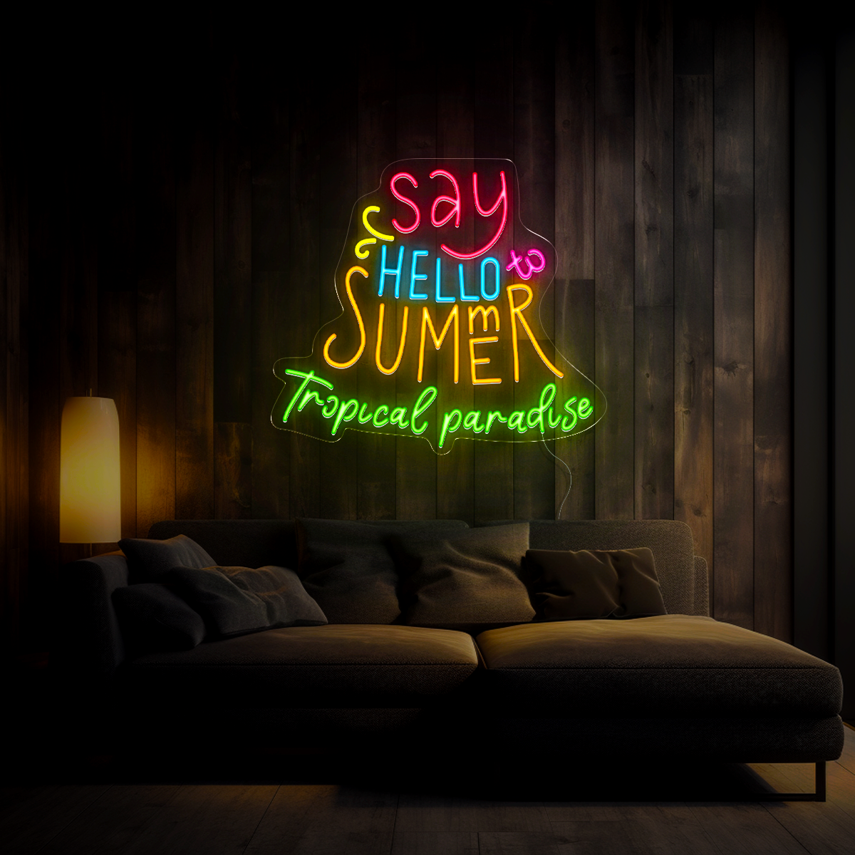 Say Hello Summer Tropical Paradise Neon Sign