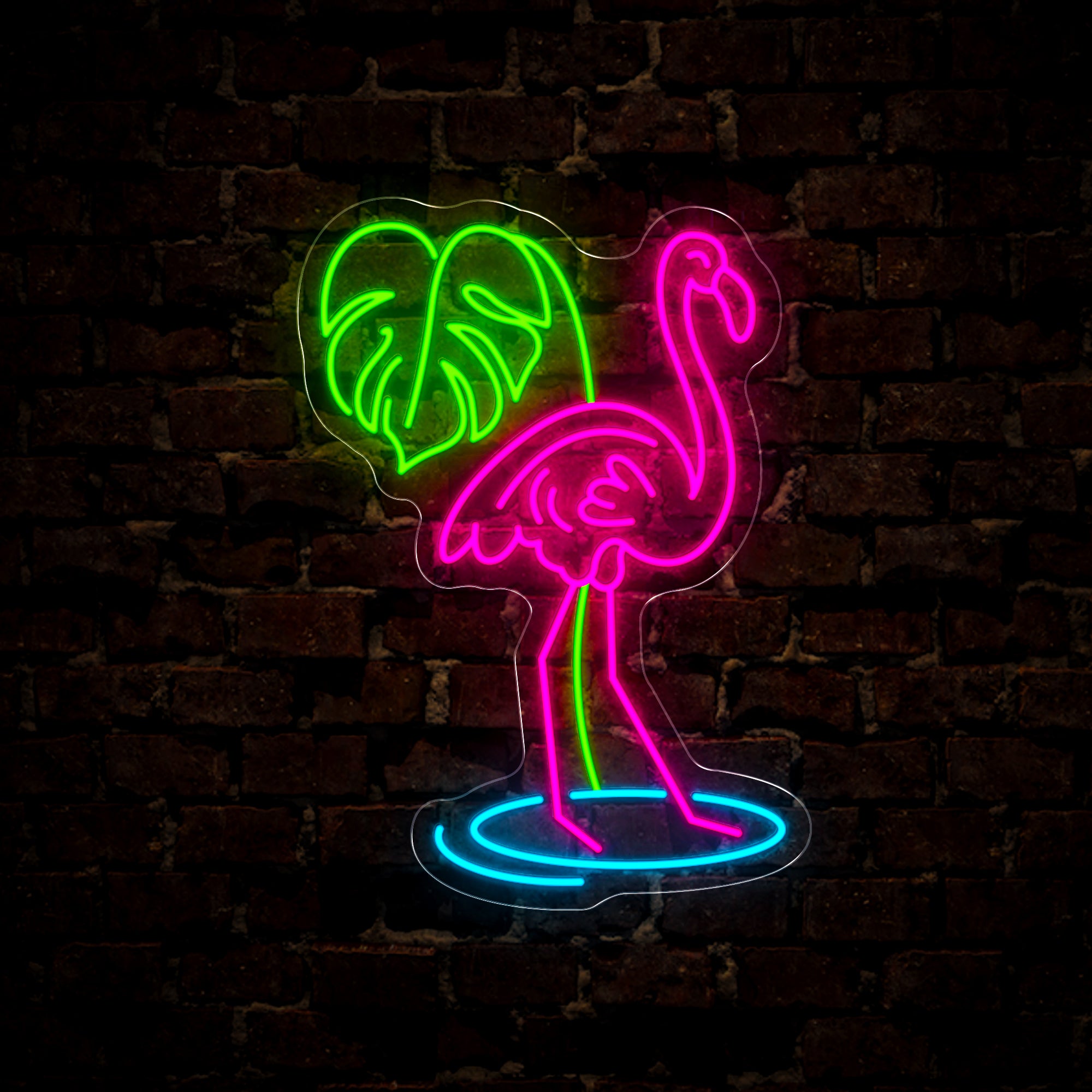 Retro Palm Tree Flamingo Neon Sign