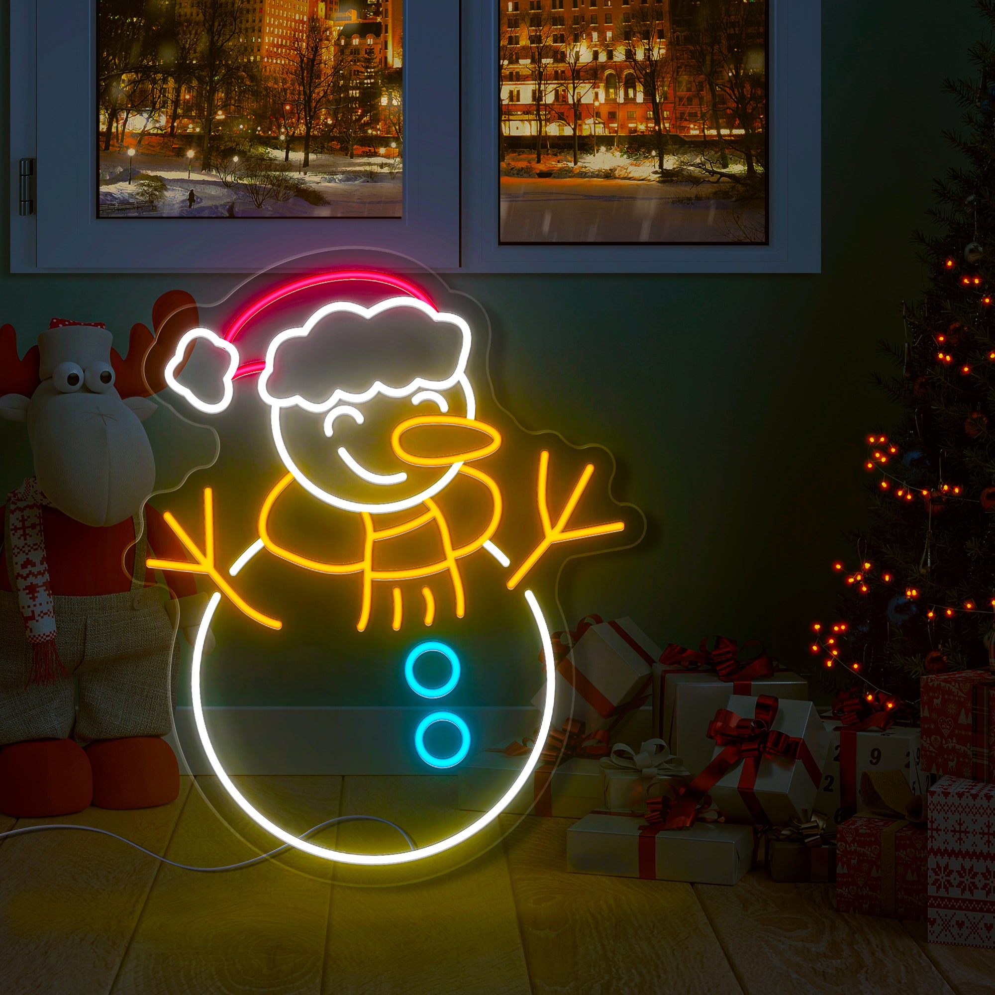 Snowman Christmas Neon Sign