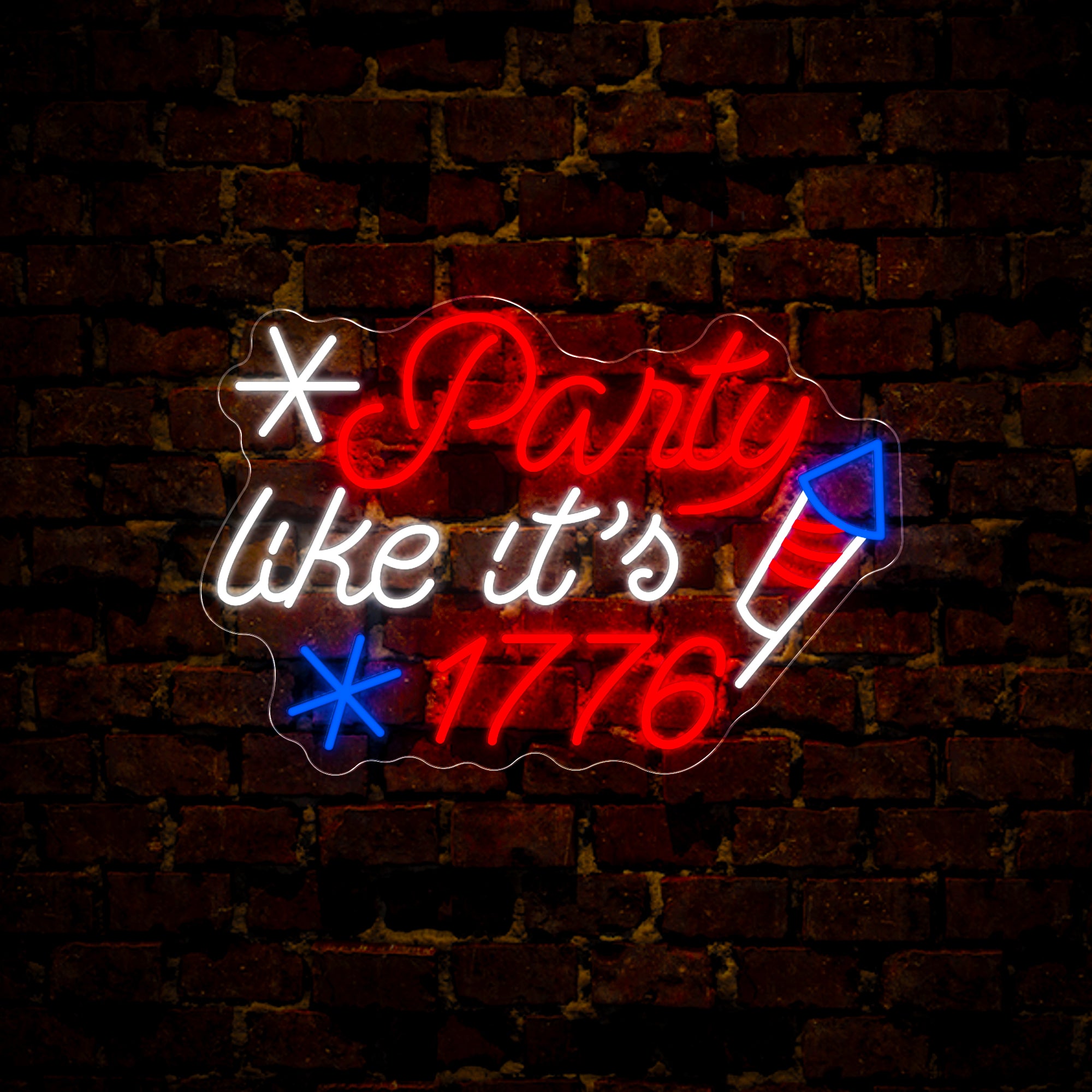 4th Of July Party Like It's 1776 Neon Sign