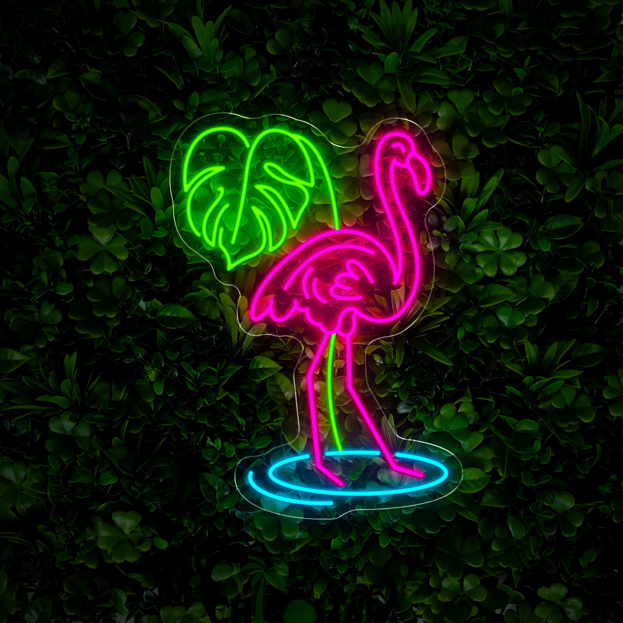 Retro Palm Tree Flamingo Neon Sign