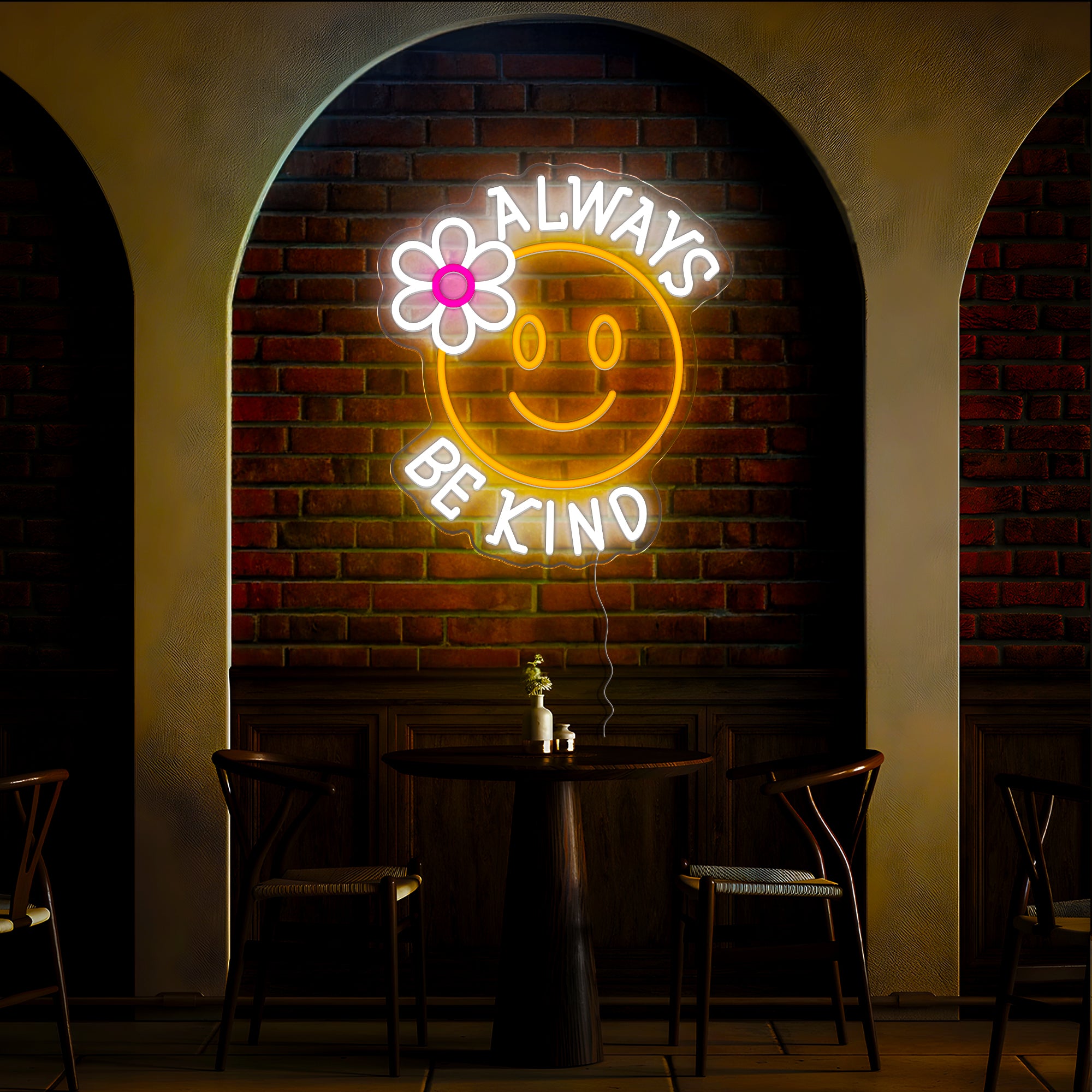 Smiley Always Be Kind Neon Sign