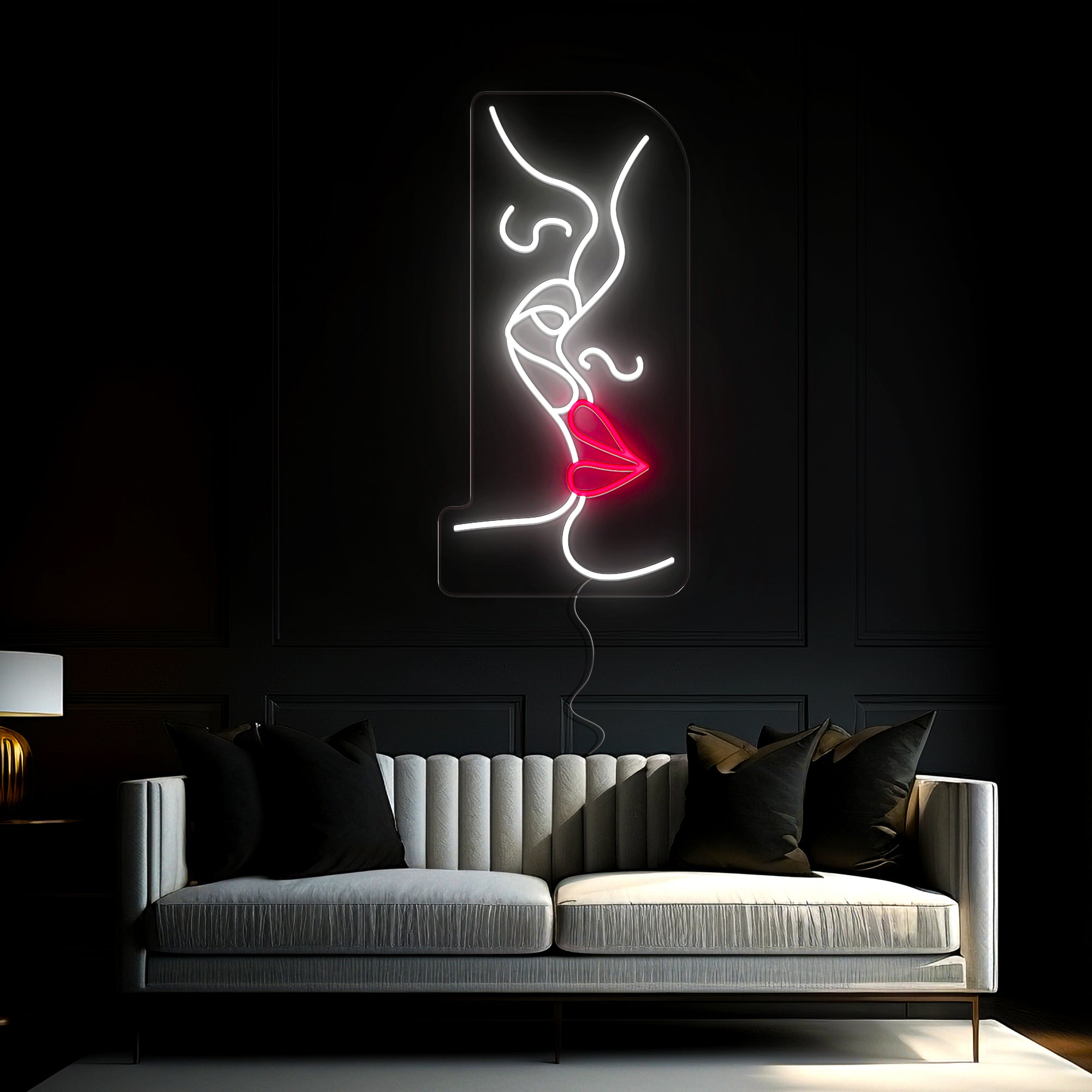 Kissing Couple Art Neon Sign