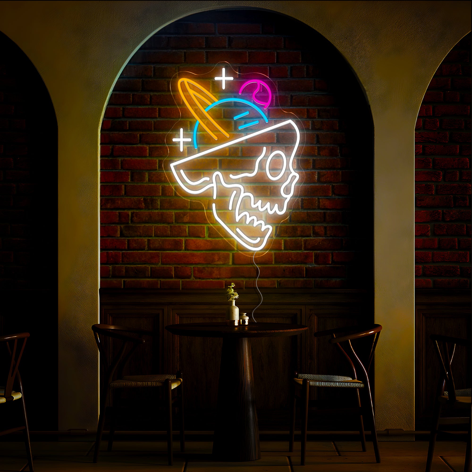 Black And White Skull Neon Sign