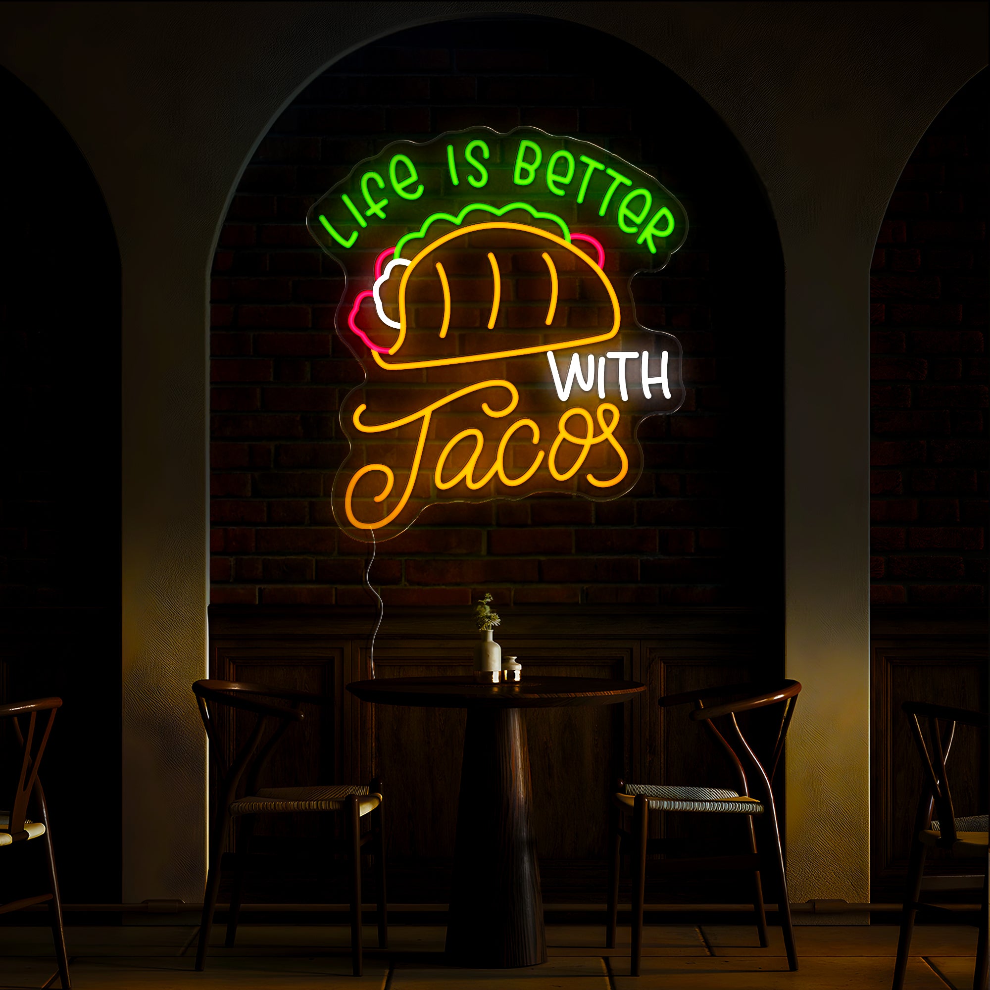 Life Is Better With Tacos Neon Sign