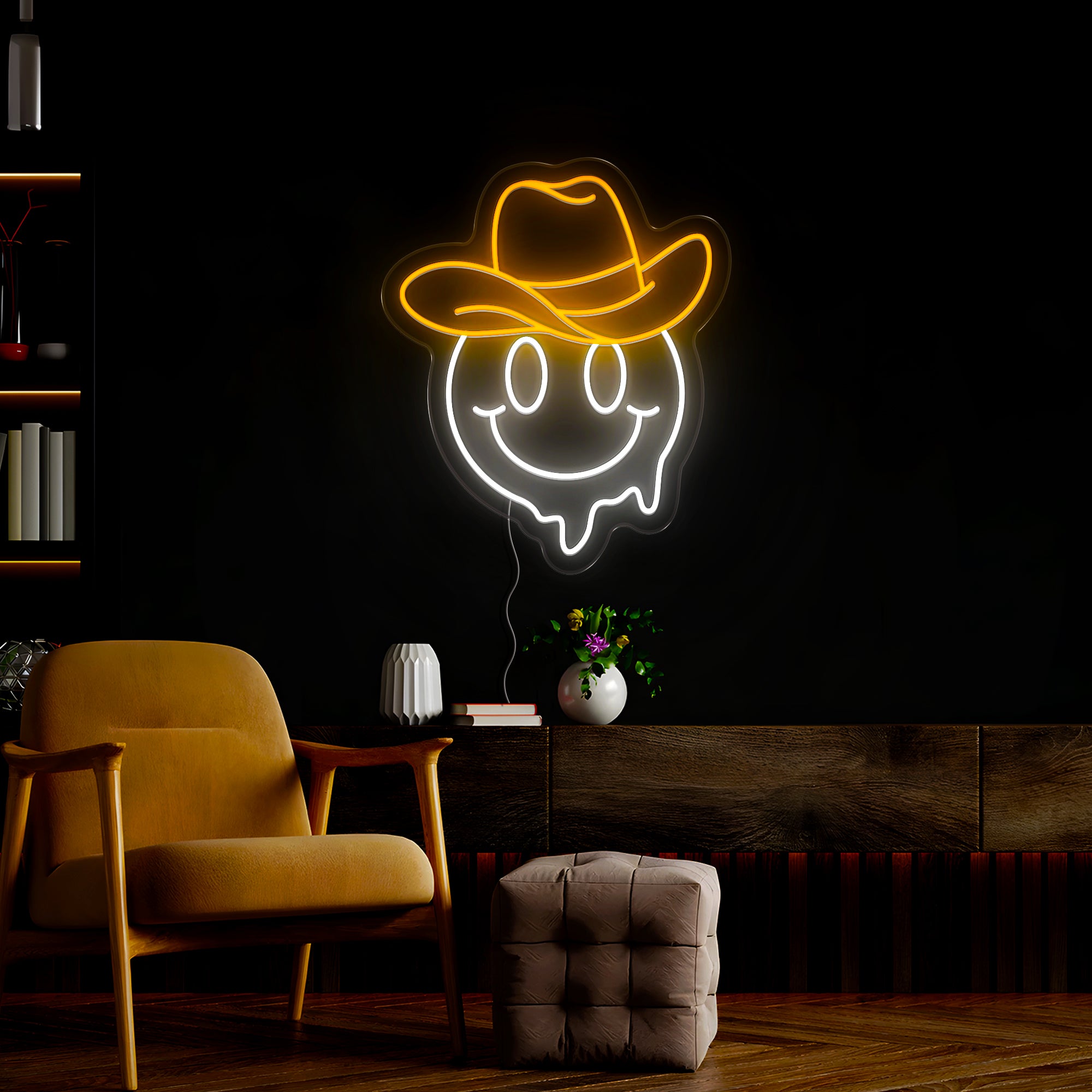 Cowboy Face Icon Neon Sign